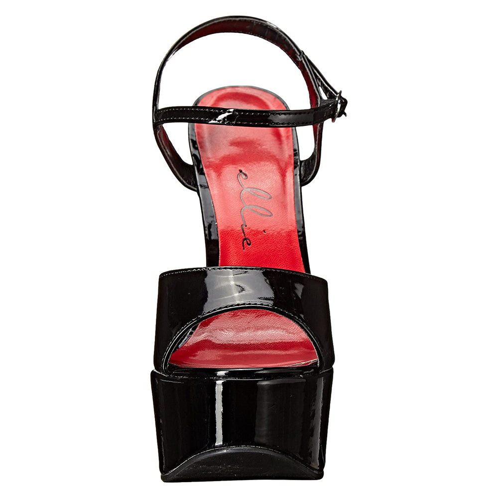 Ellie Shoes Juliet 6.5 Inch Stiletto Heels Patent Leather Platform Sandals for Women - Black | Perfect for Evening Parties, Date Nights & Special Occasions