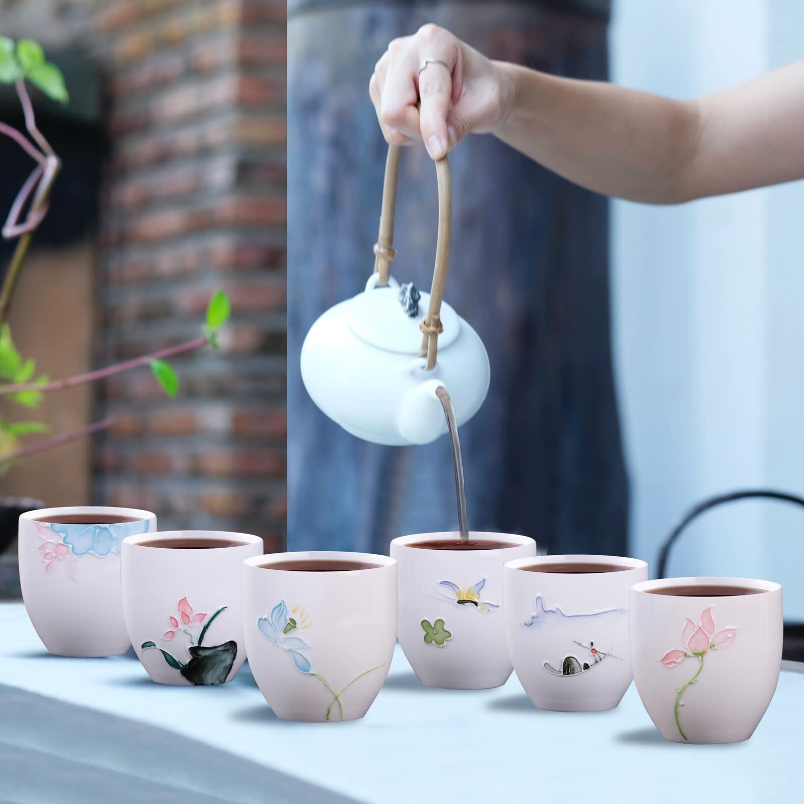 6-Pack 5oz Porcelain Espresso Cups - Mini Coffee Mugs & Demitasse Cups for Tea, Latte, Milk - Perfect for Home, Office & Cafe Use