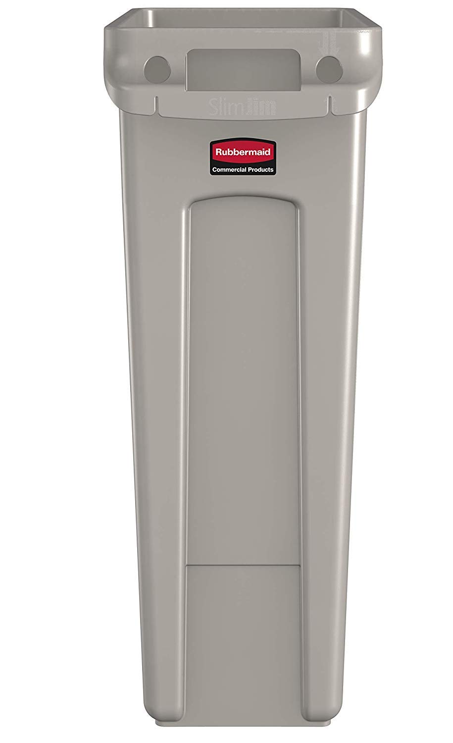 Rubbermaid 23 Gallon Slim Jim Plastic Rectangular Trash Can with Venting Channels - Beige, Pack of 4 - Ideal for Kitchen, Classroom, Office & Back of House Waste Disposal