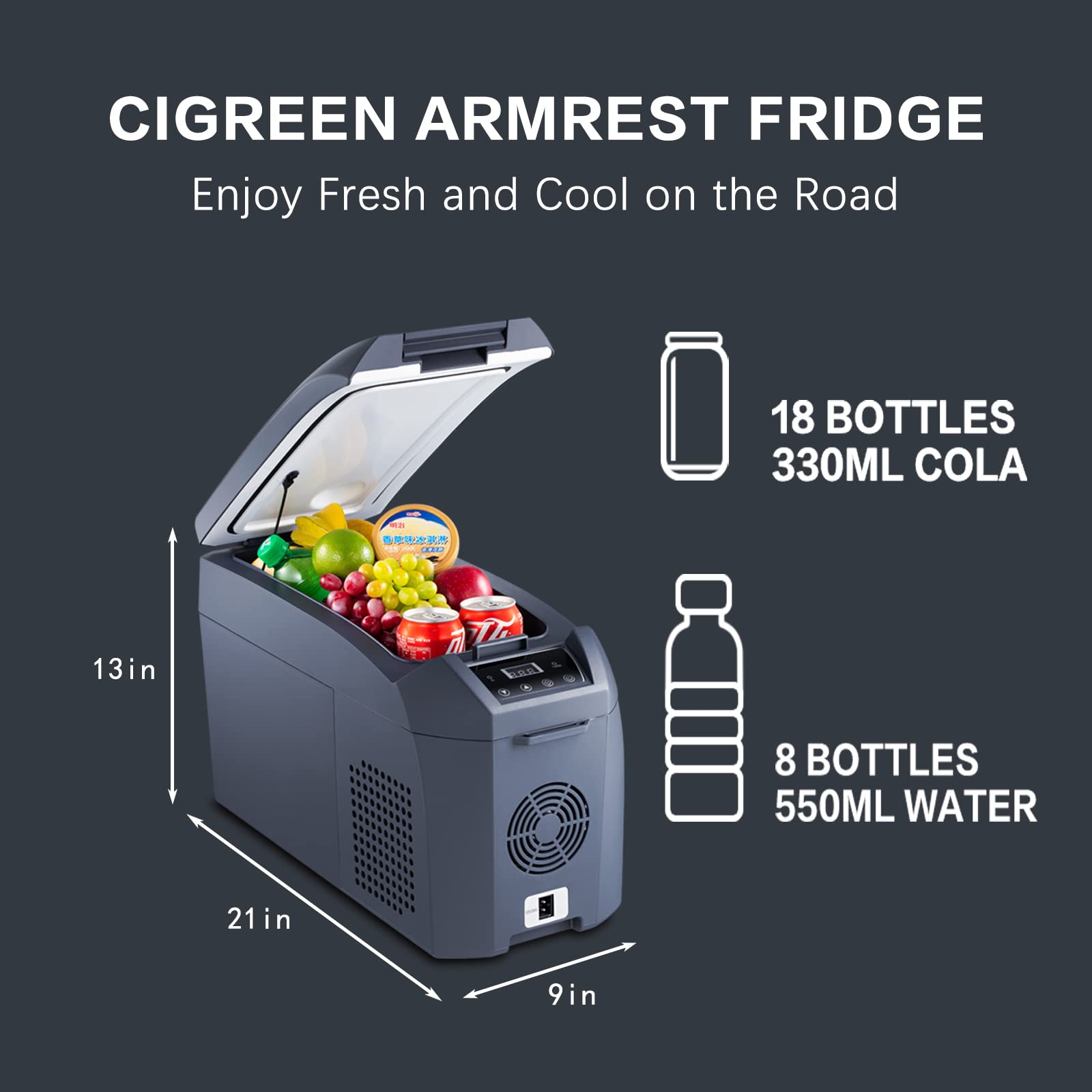 12V Portable Car Refrigerator Freezer - 15QT (15L) Compressor Cooler for Road Trips, Camping & Home Use (-0.4℉ to 50℉) | Compact Mini Fridge for Food, Drinks & Medicine Storage