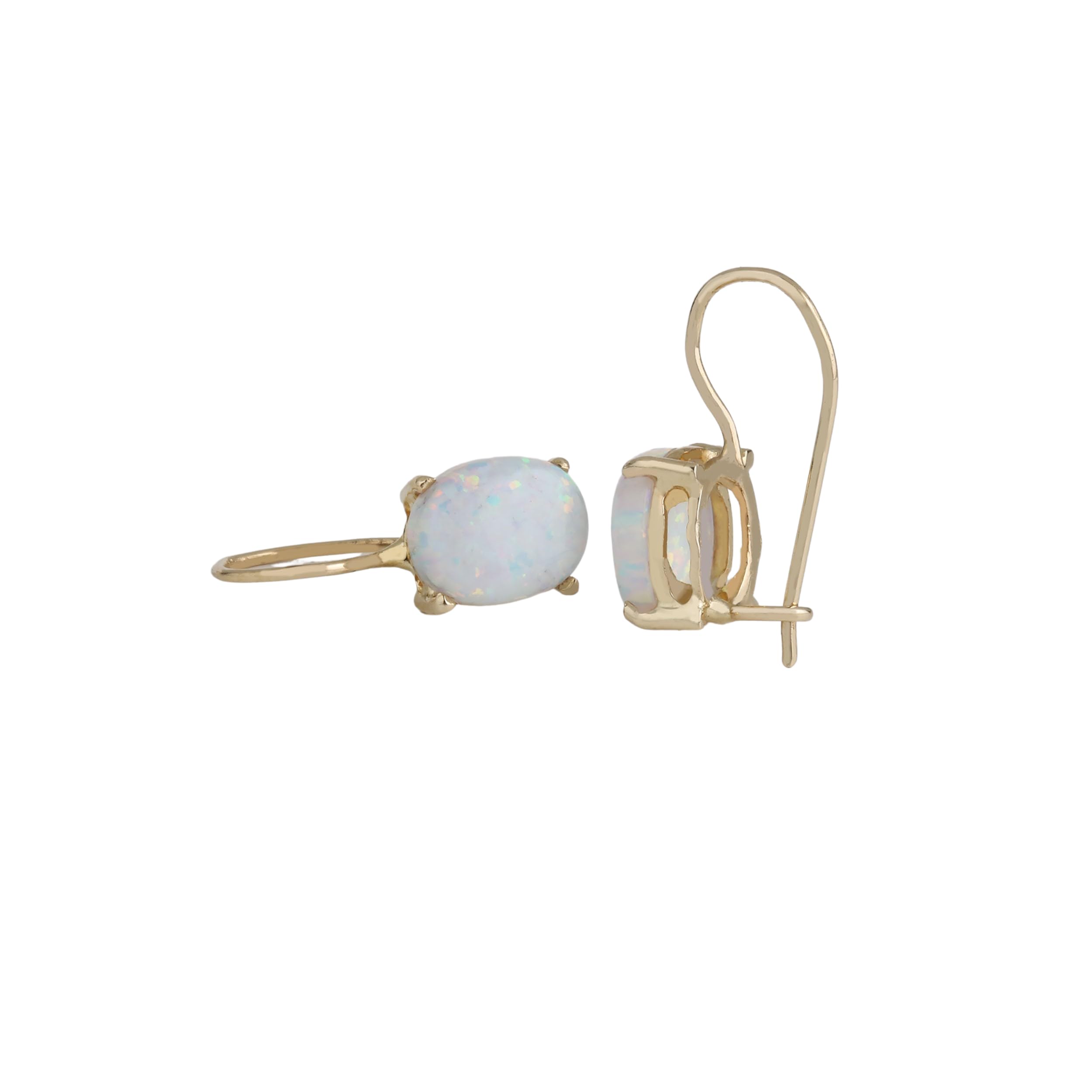 14k Solid Gold Oval Dangle Earrings with Gemstone - Elegant Everyday Jewelry for Women | Perfect for Bridal, October Birthdays, Libra Zodiac, Graduation Gifts | Office Wear, Date Night & Special Occasions