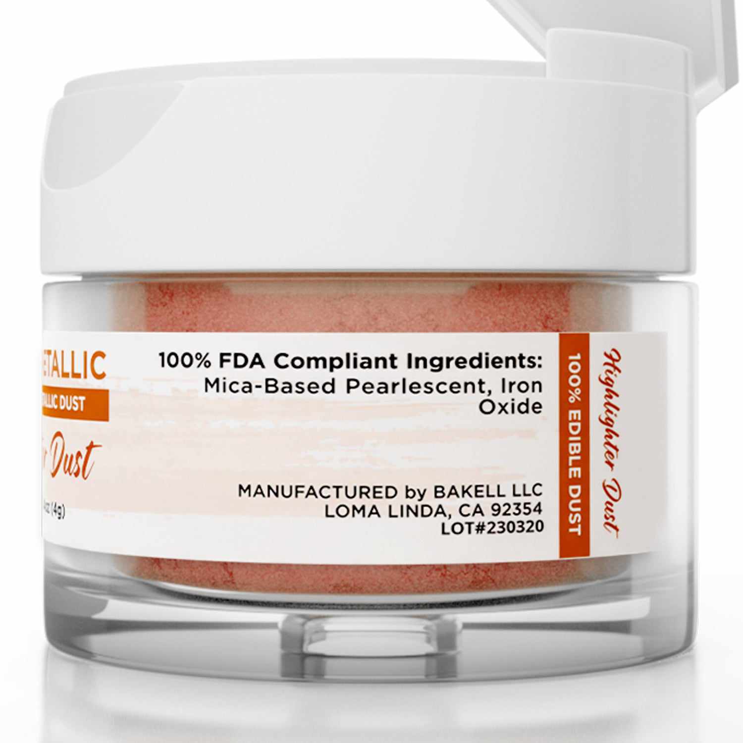 Copper Metallic Highlighter Dust - 4 Gram Jar for Face & Body Makeup - Perfect for Highlighting Cheekbones, Eyes & Décolletage