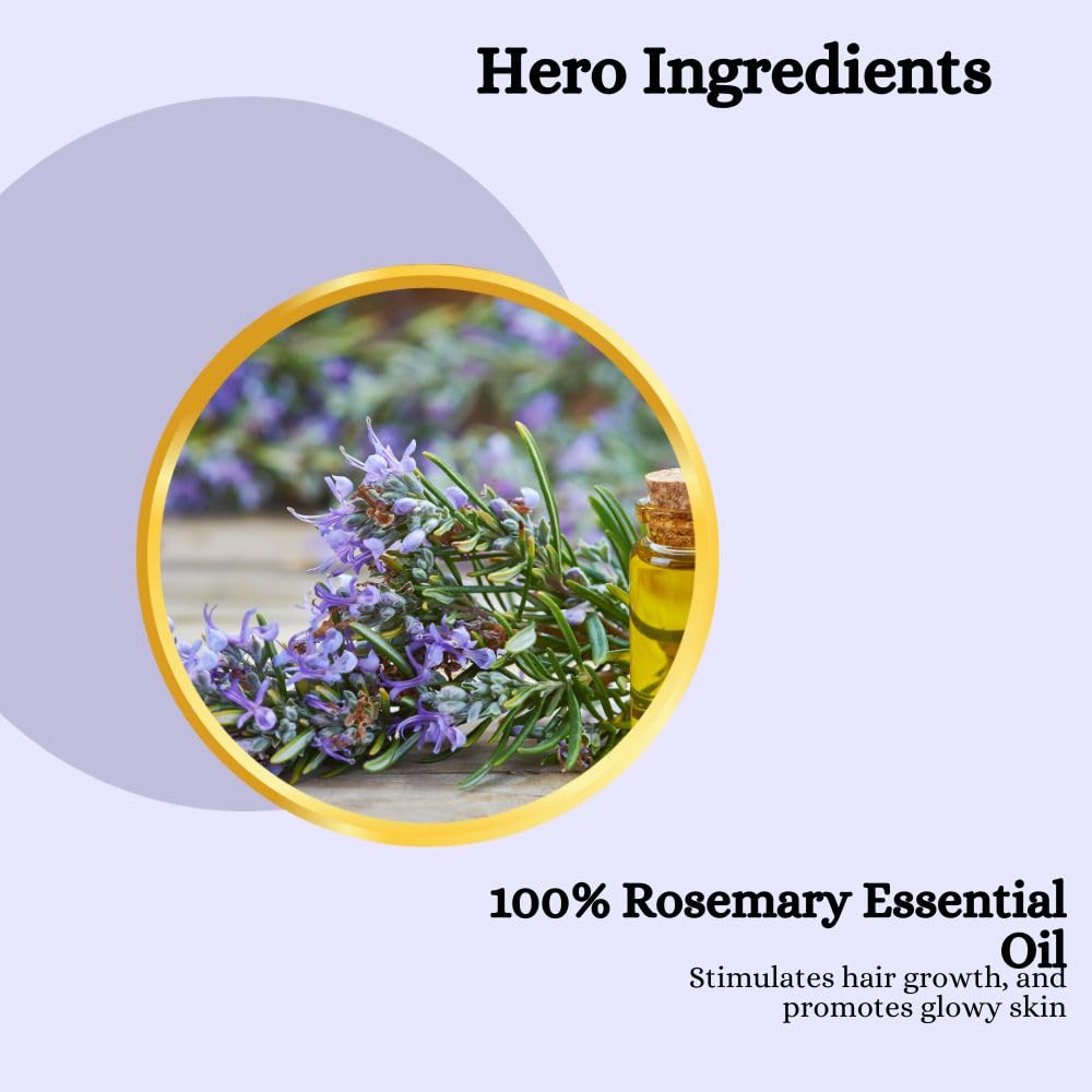 Organic Rosemary Essential Oil for Hair Growth & Skin Care - 100% Pure & Natural Hydrating Oil for Hair Loss Control & Face Glow - Men & Women (20ml) - Perfect for Aromatherapy, Massage & DIY Beauty Products