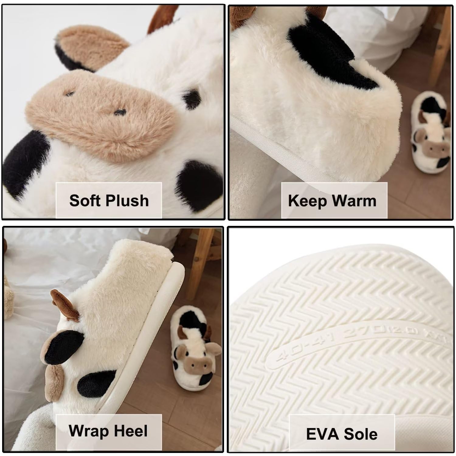**Cozy Cow Slippers for Kids, Women & Men – Super Soft Fuzzy House Shoes with Memory Foam | Non-Slip Indoor & Outdoor Winter Slippers for Boys, Girls & Toddlers | Perfect for Lounging, Gifts & Cold Weather Comfort**