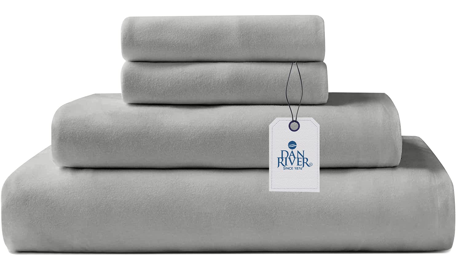 DAN RIVER Queen Jersey Sheet Set - 100% Cotton Luxury Bed Sheets | Ultra Soft T-Shirt Material | All Season Comfort | Deep Pocket Fits Mattress Up to 16