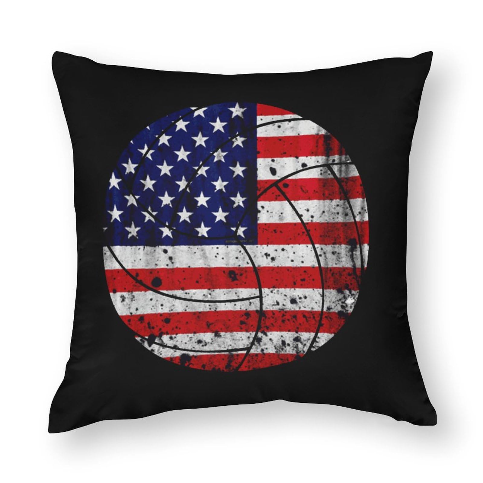 USA Flag Volleyball Polyester Pillow Cases - Soft & Smooth 24x24 Inch Cushion Covers for Sofa, Bed, Dorm - Patriotic Home Decor, Sports Fan Gift, Game Day Accessories