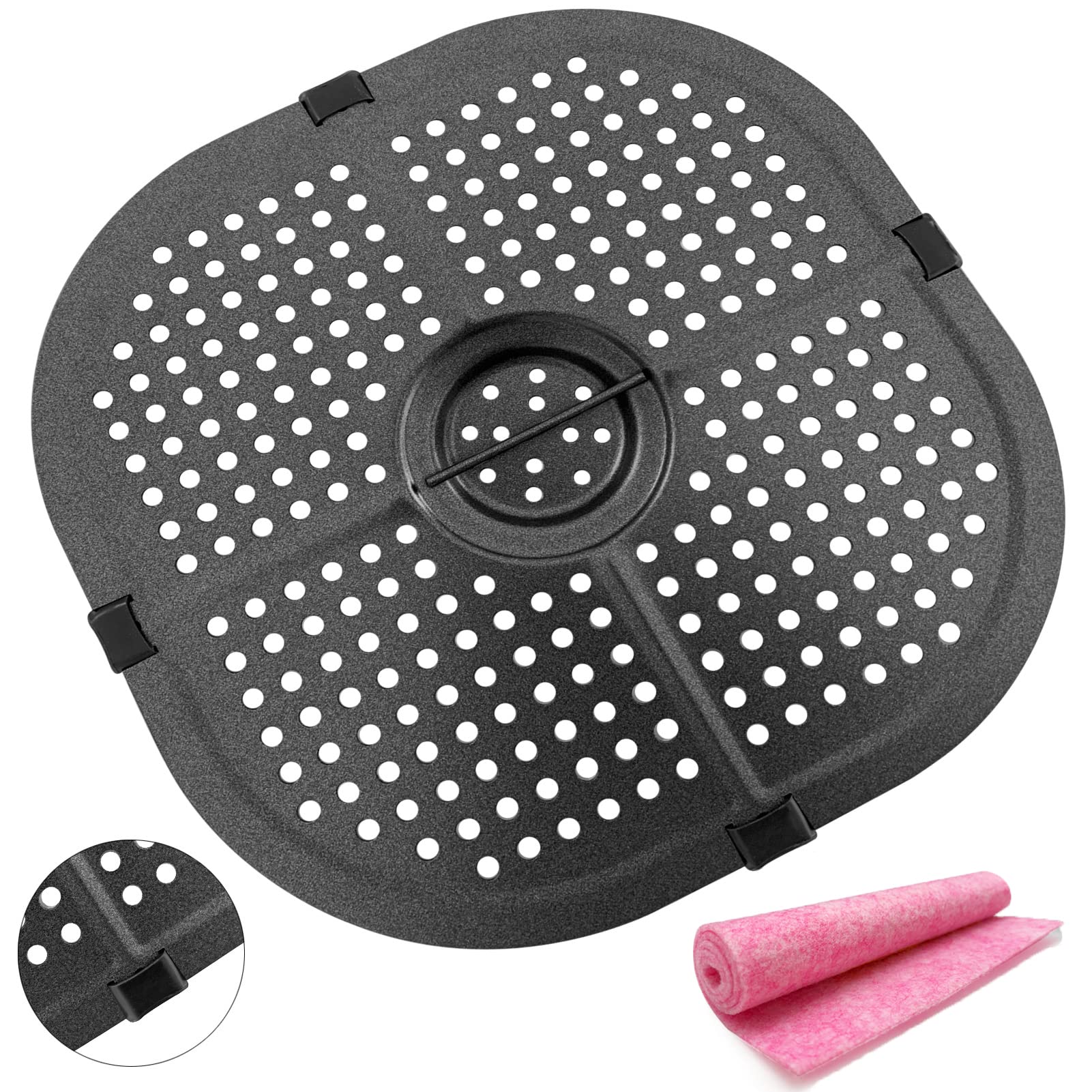 Gourmia GAF798 7QT Air Fryer Grill Pan - 9.1 Inch Square Nonstick Crisper Plate & Rack for Even Cooking | Perfect for Chicken, Steak, Vegetables & More | Compatible with Gourmia 7 Quart Air Fryers