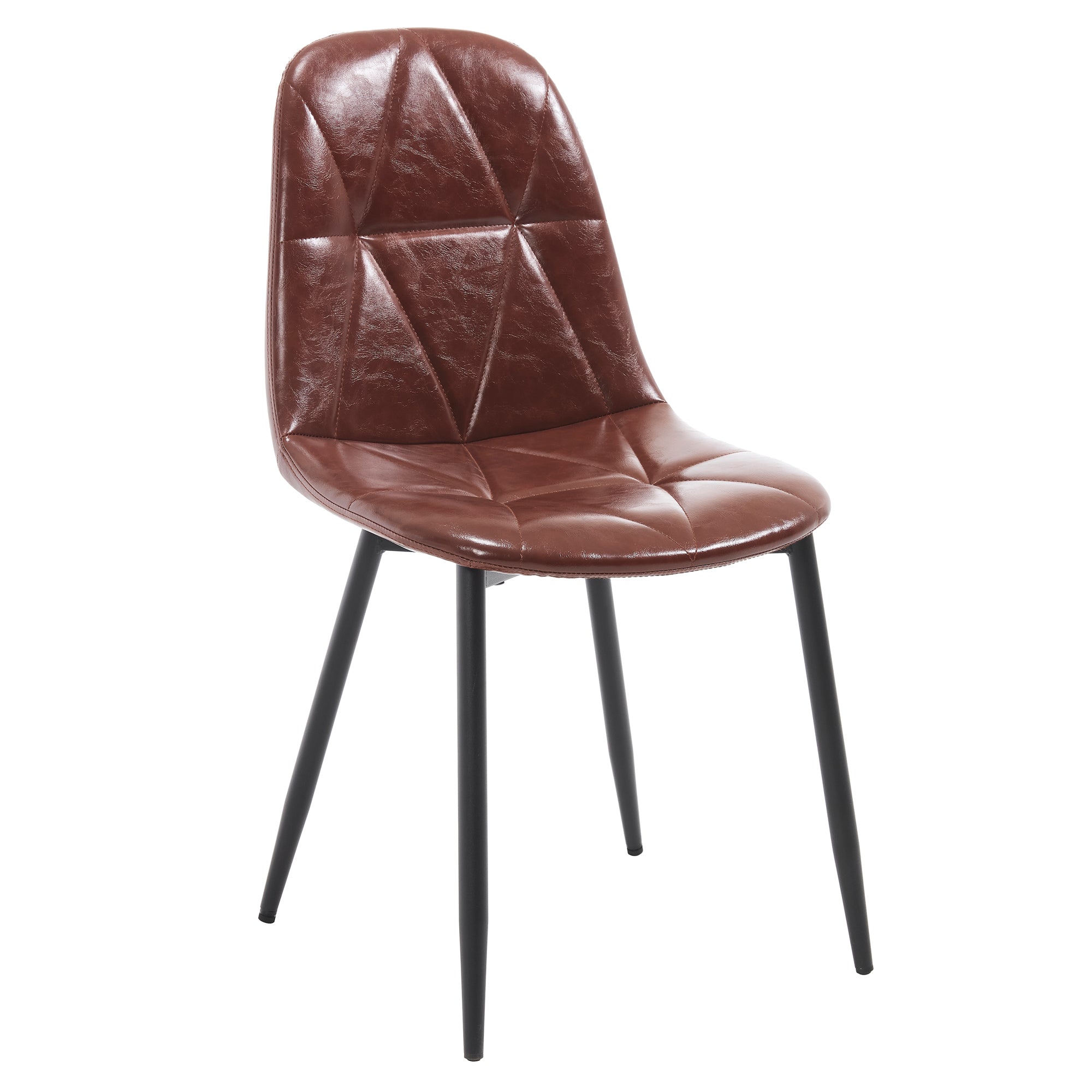**4-Piece Upholstered Faux Leather Dining Chair Set - Modern Kitchen & Dining Room Chairs with Metal Legs & High Back Support - Easy to Assemble & Clean - Reddish Brown - Perfect for Home, Restaurant & Office Use**