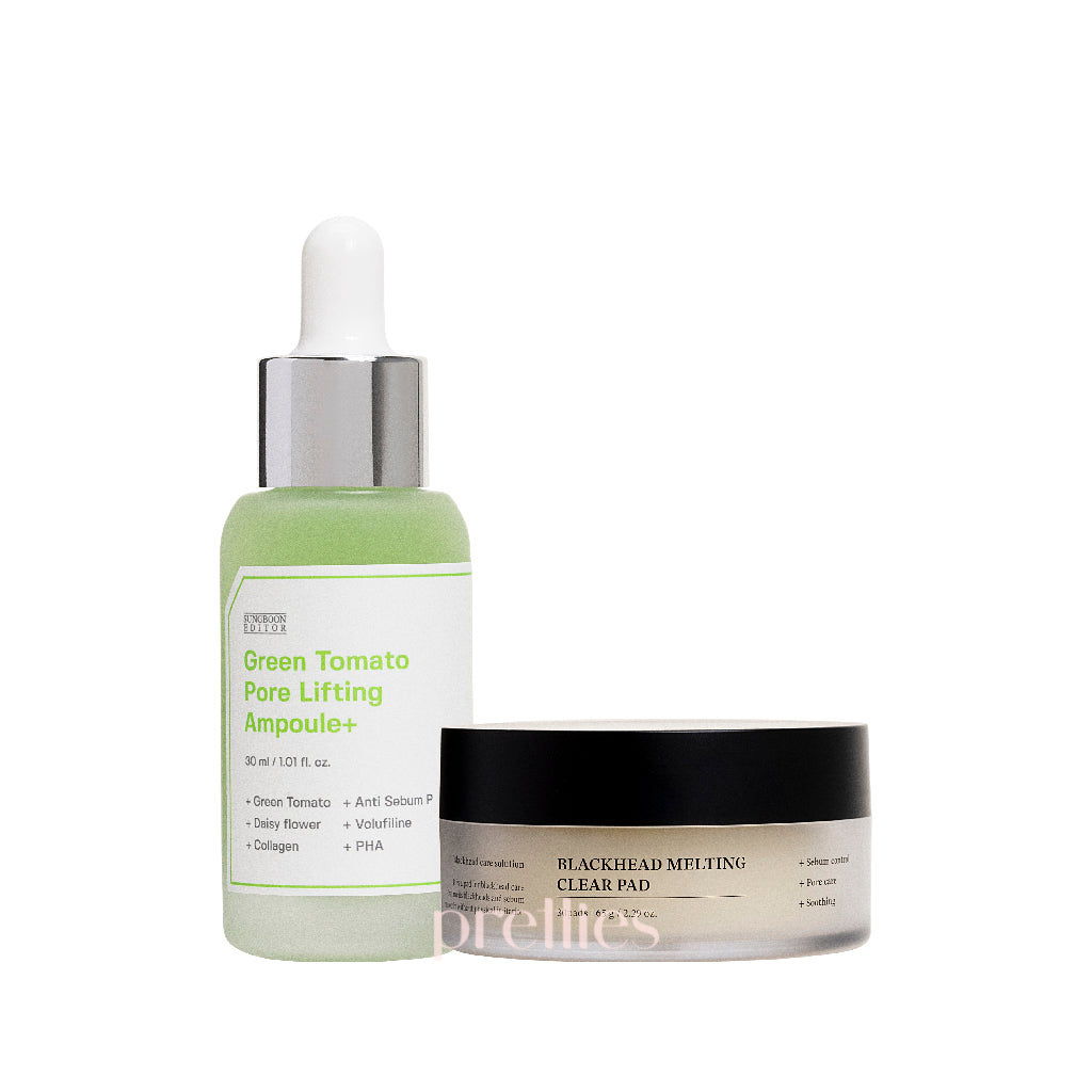 Sungboon Editor Pore & Blackhead Melting Collection (Ampoule + Clear Pad) Set - Deep Cleansing Pore Treatment for Oily & Acne-Prone Skin - Perfect for Daily Skincare Routine