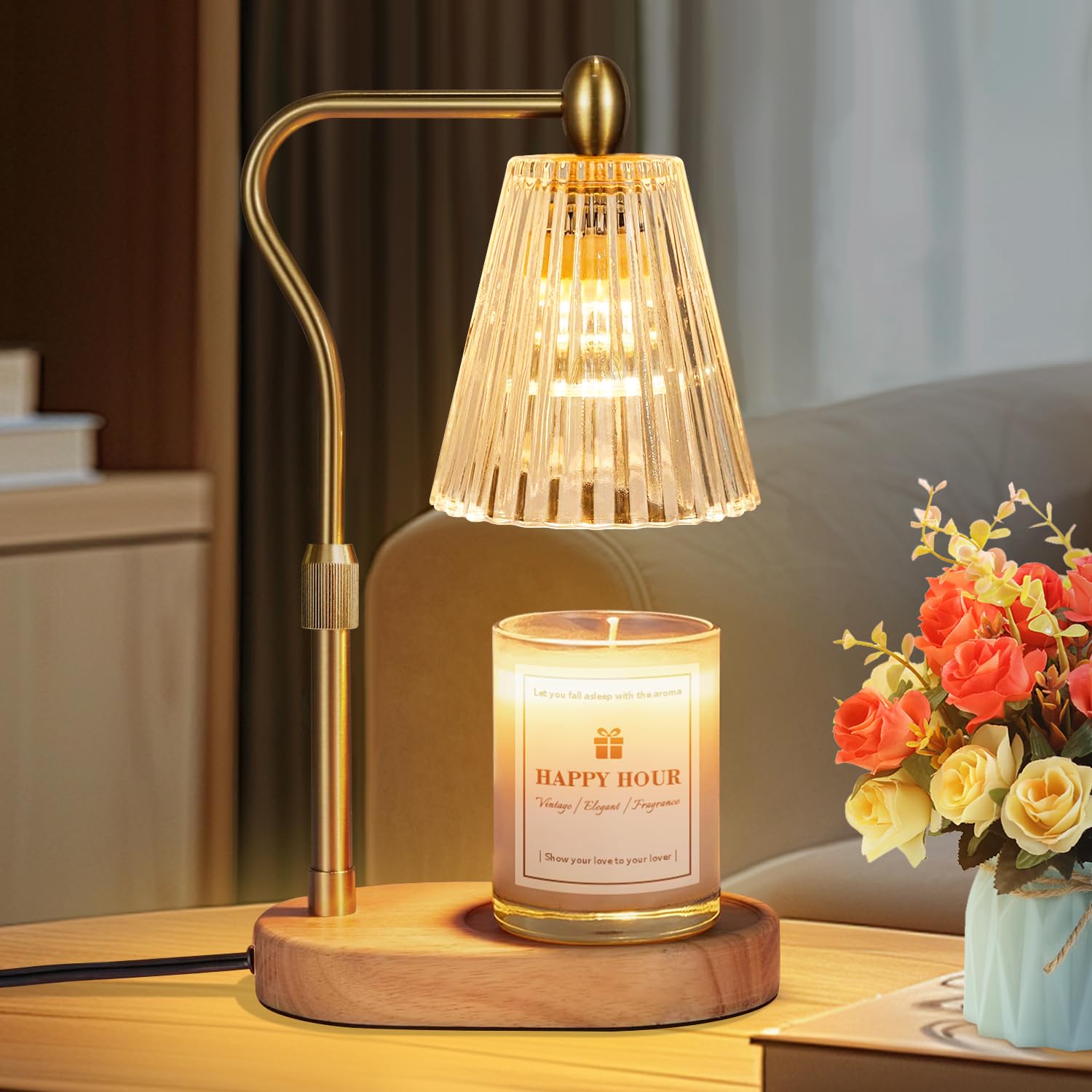 Premium Candle Warmer Lamp with Timer & Dimmer - Adjustable Height Wax Melt Warmer for Scented Jar Candles - Perfect Birthday Gift for Women & Mom - Elegant Home Decor for Living Room, Bedroom & Office Relaxation