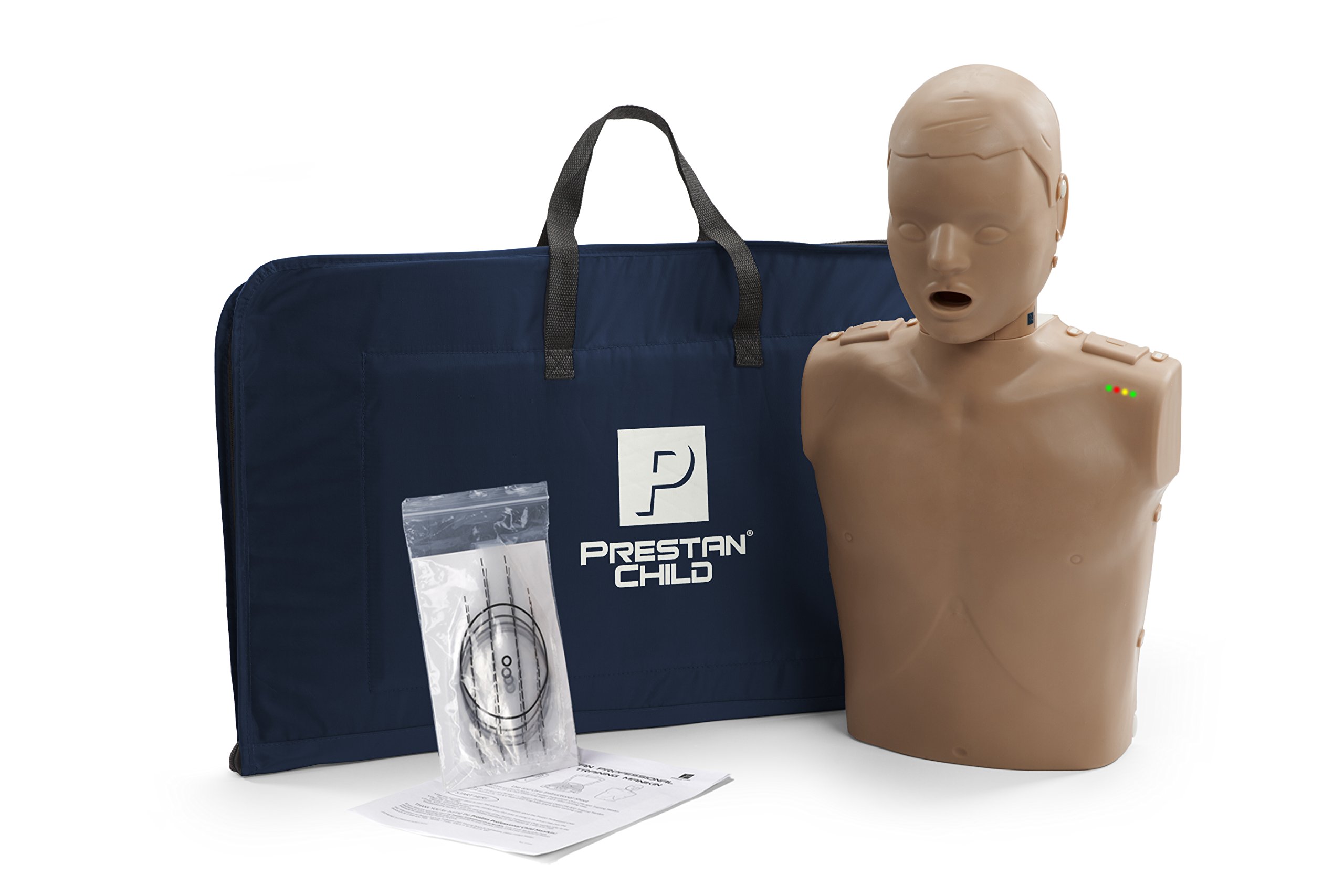 Prestan Professional Child CPR Training Manikin - Dark Skin Tone with Rate Monitor for Lifesaving Practice | Perfect for CPR Classes, First Aid Training & Emergency Preparedness