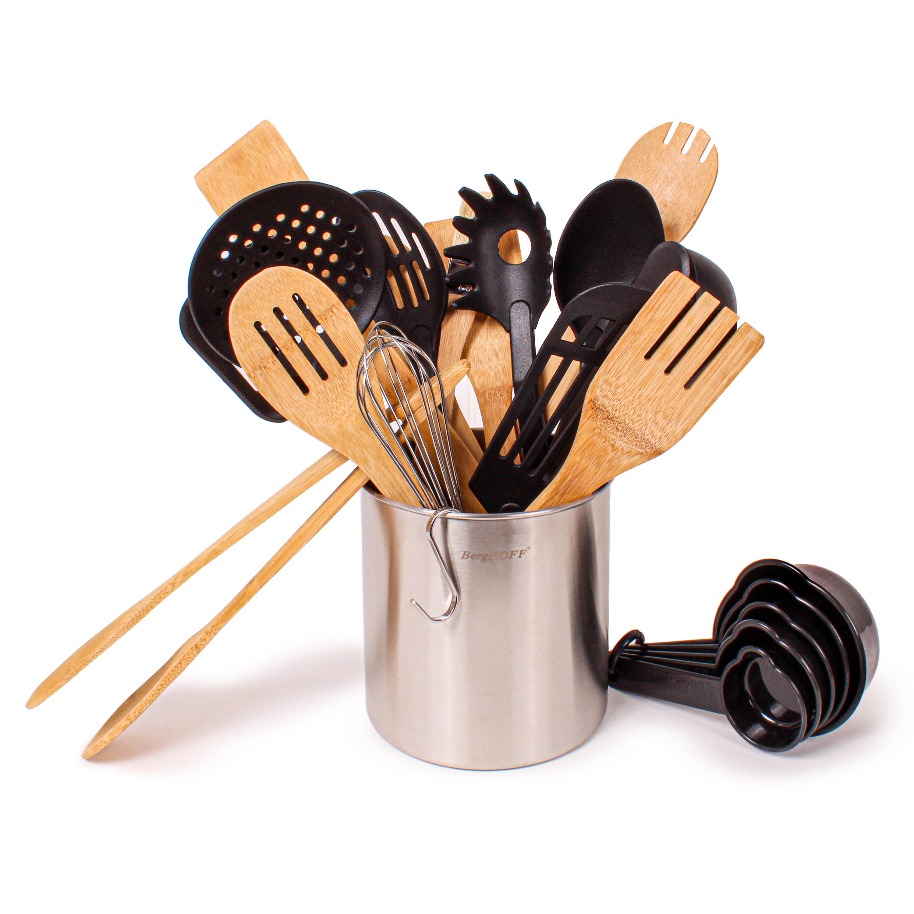 BergHOFF Studio 23-Piece Stainless Steel Kitchen Utensil Set with Holder - Essential Cooking Tools for Baking, Grilling & Food Prep - Perfect for Home Chefs & Professional Kitchens