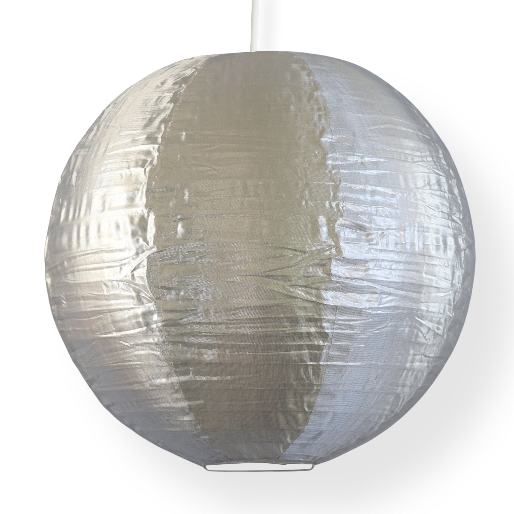 14 Inch Silver Shimmering Nylon Lantern with Even Ribbing - Durable Hanging Decoration for Indoor/Outdoor Parties, Weddings & Garden Decor