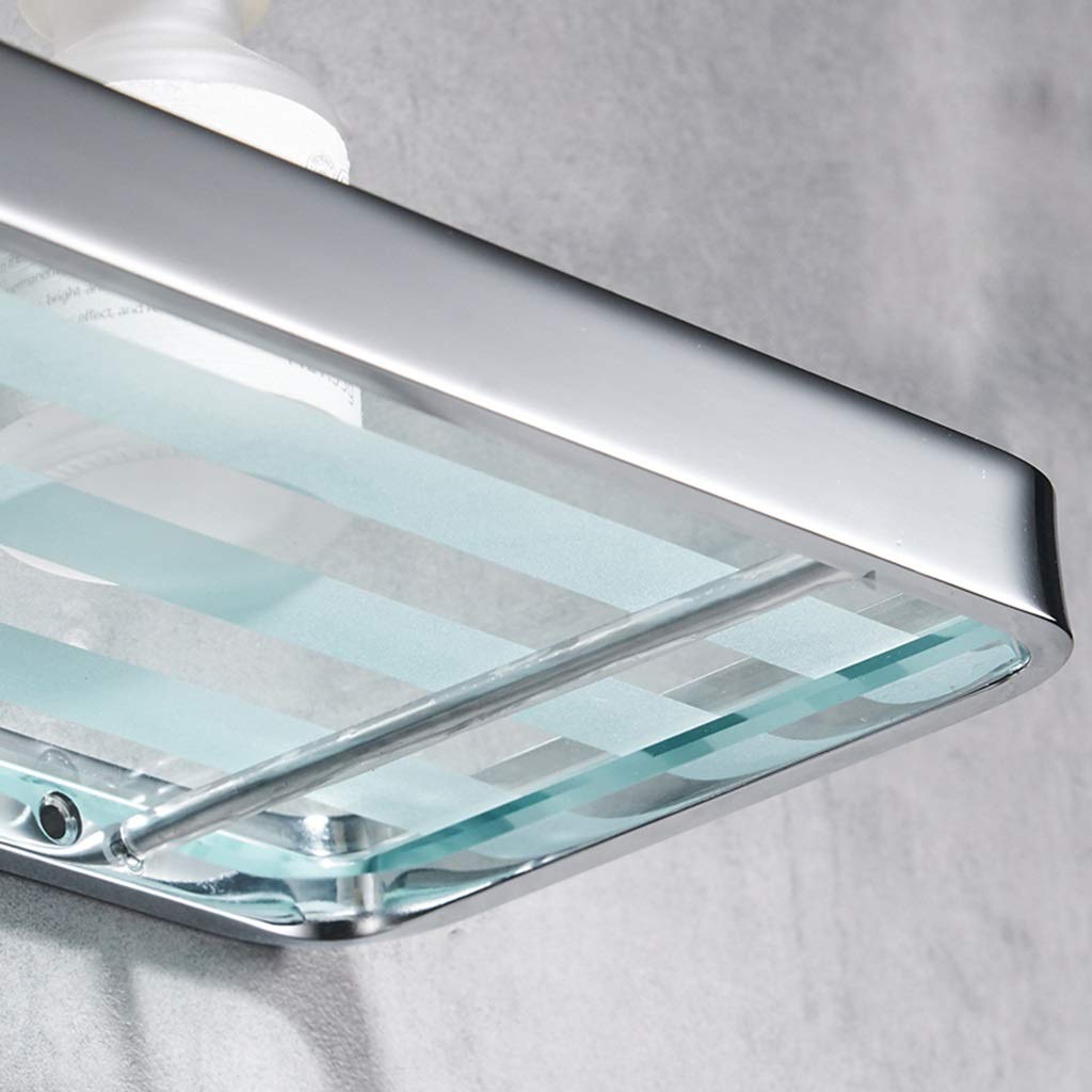 Floating Glass Shelves for Shower & Bathroom - Single Layer Storage Rack, Easy to Clean, Kitchen Spice Organizer (Silver, 25cm) - Perfect for Small Space Organization in Bathrooms, Kitchens & Living Rooms