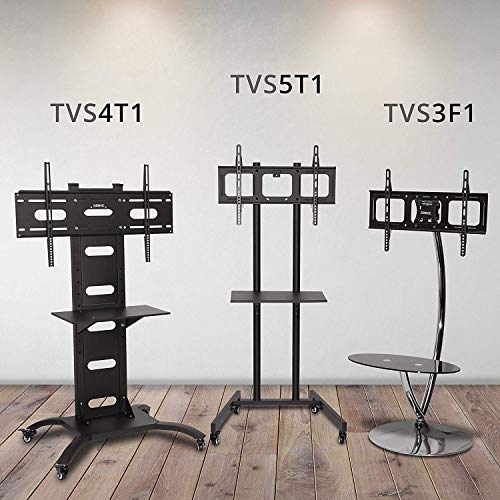Duronic TV Stand TVS3F1 - Chrome & Glass TV Stand for 30” to 60” Flat Screen TVs (LCD/LED/OLED/QLED) with Tilt & Swivel, VESA 600x400, 150lbs Capacity - Perfect for Living Room, Bedroom & Home Theater Setup