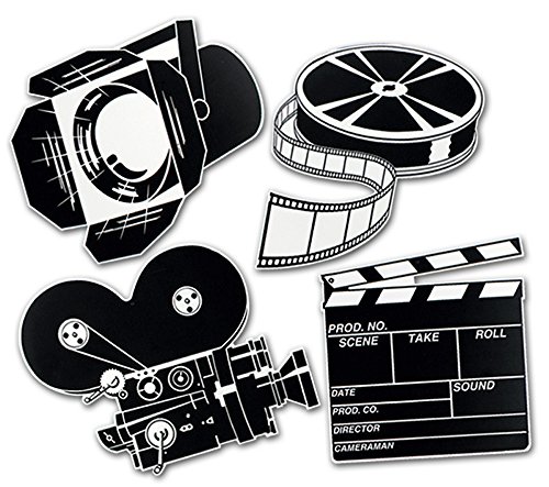 Club Pack of 12 Black and White Movie Set Cutout Party Decorations 17