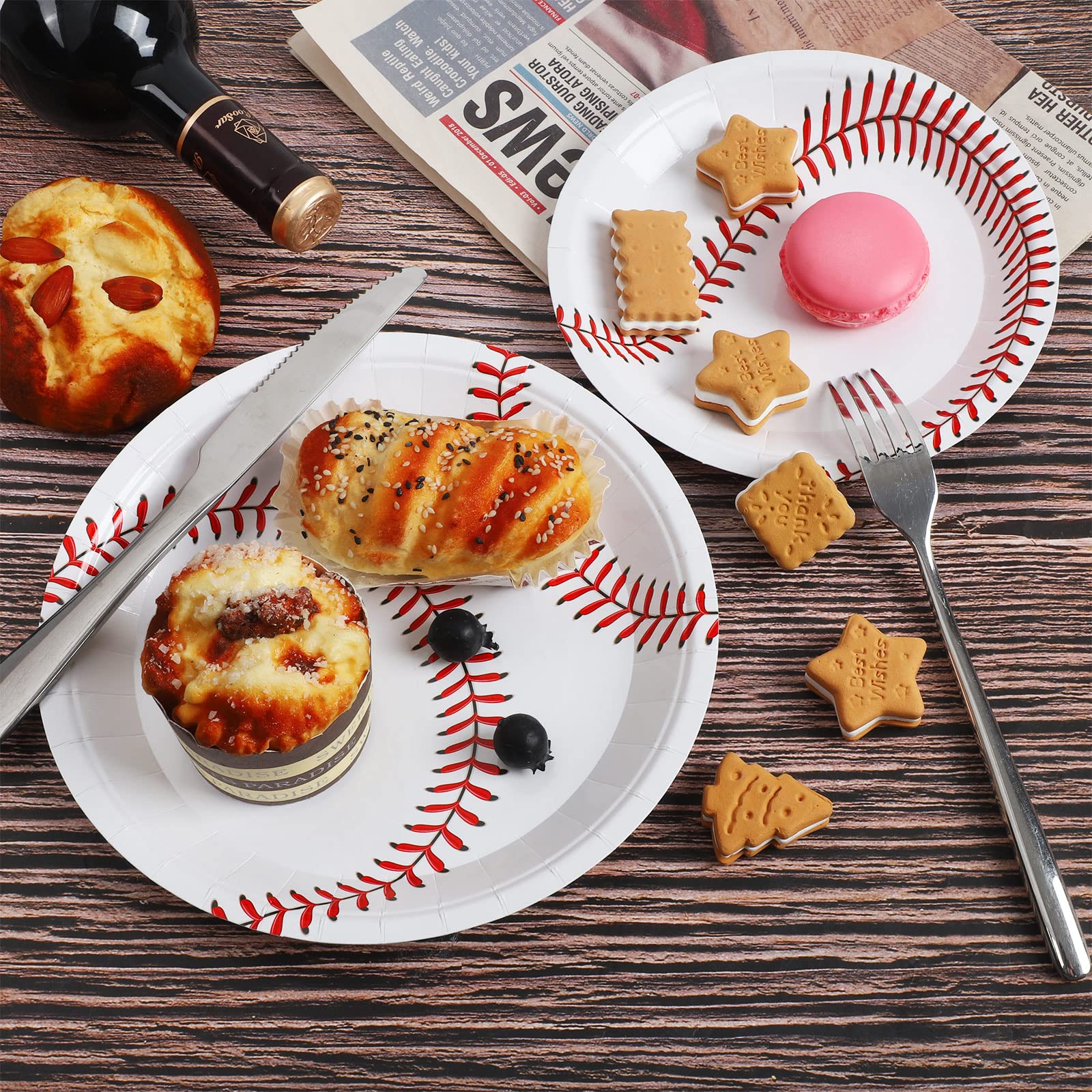 Durony 72 Pack Baseball Themed Paper Plates - 9 Inch & 7 Inch Round Disposable Plates for Game Day, Birthday Parties, BBQs & Sports Themed Events | Perfect for Baseball Fans, Team Snacks & Outdoor Gatherings