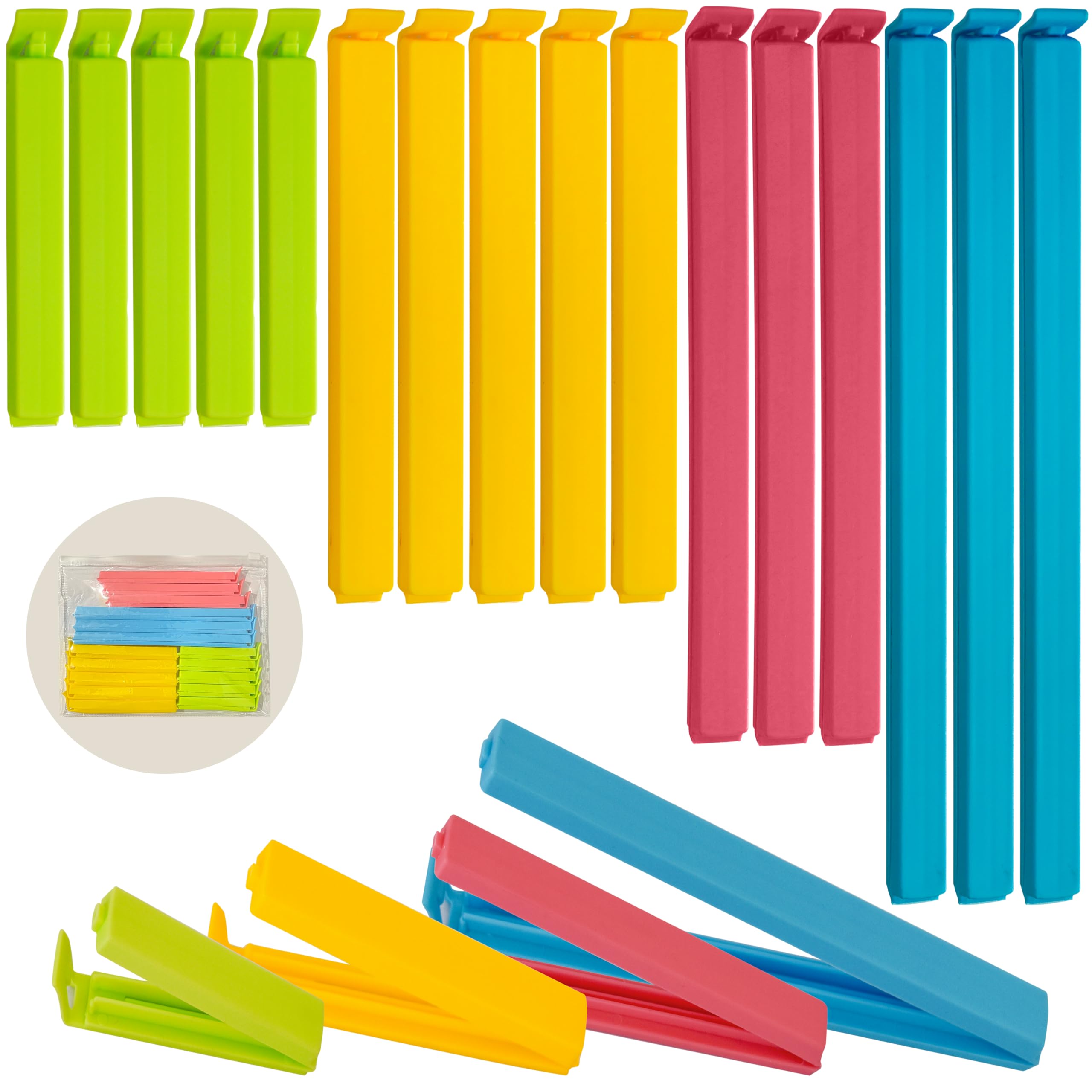 16-Pack Food Storage Bag Clips - 4 Sizes & Colors for Freshness | Sandwich & Snack Bags