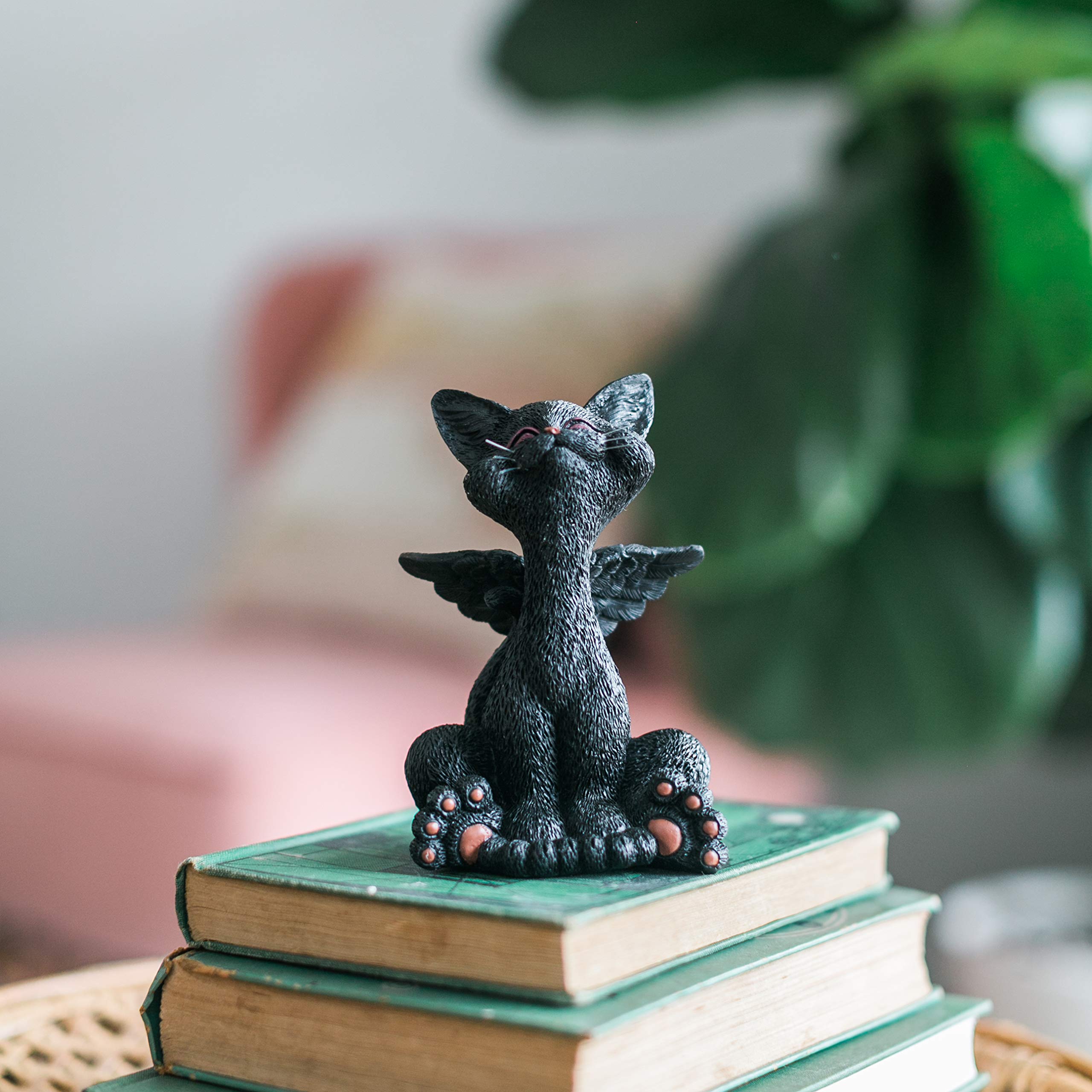 Whimsical Black Cat Angel Figurine with Wings - Happy Cat Collection - Unique Gift for Cat Lovers, Home Decor & Memorial Keepsake | Perfect for Christmas, Birthdays & Pet Loss Comfort