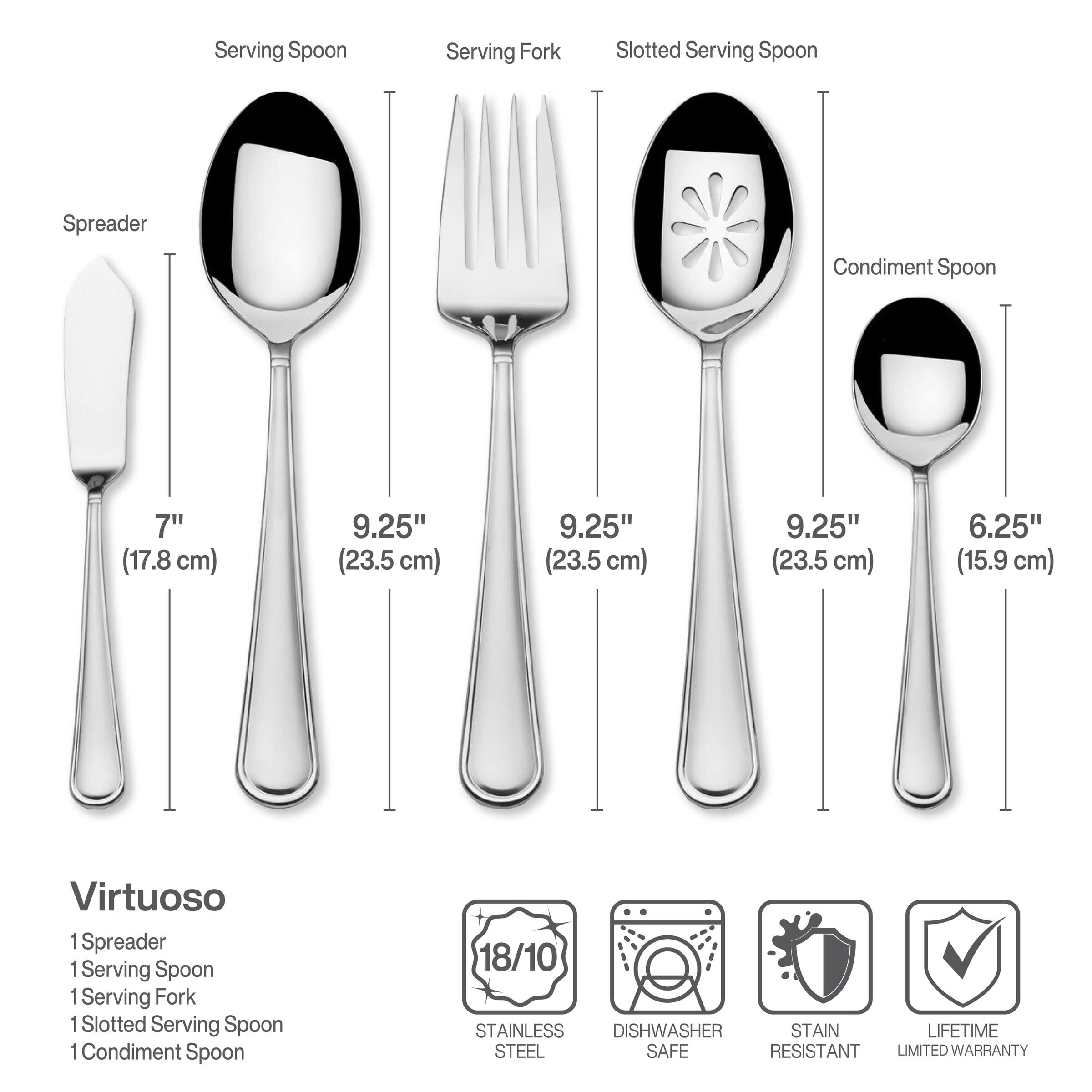 Premium Mikasa Virtuoso 65-Piece 18/10 Stainless Steel Flatware Set for 12 - Elegant Silverware with Serving Utensils - Perfect for Dinner Parties, Weddings & Formal Dining