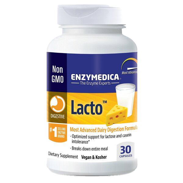 Enzymedica Lacto Digestive Enzyme Supplement - 30 Capsules | Supports Lactose Digestion & Gut Health | Ideal for Dairy Intolerance & Bloating Relief