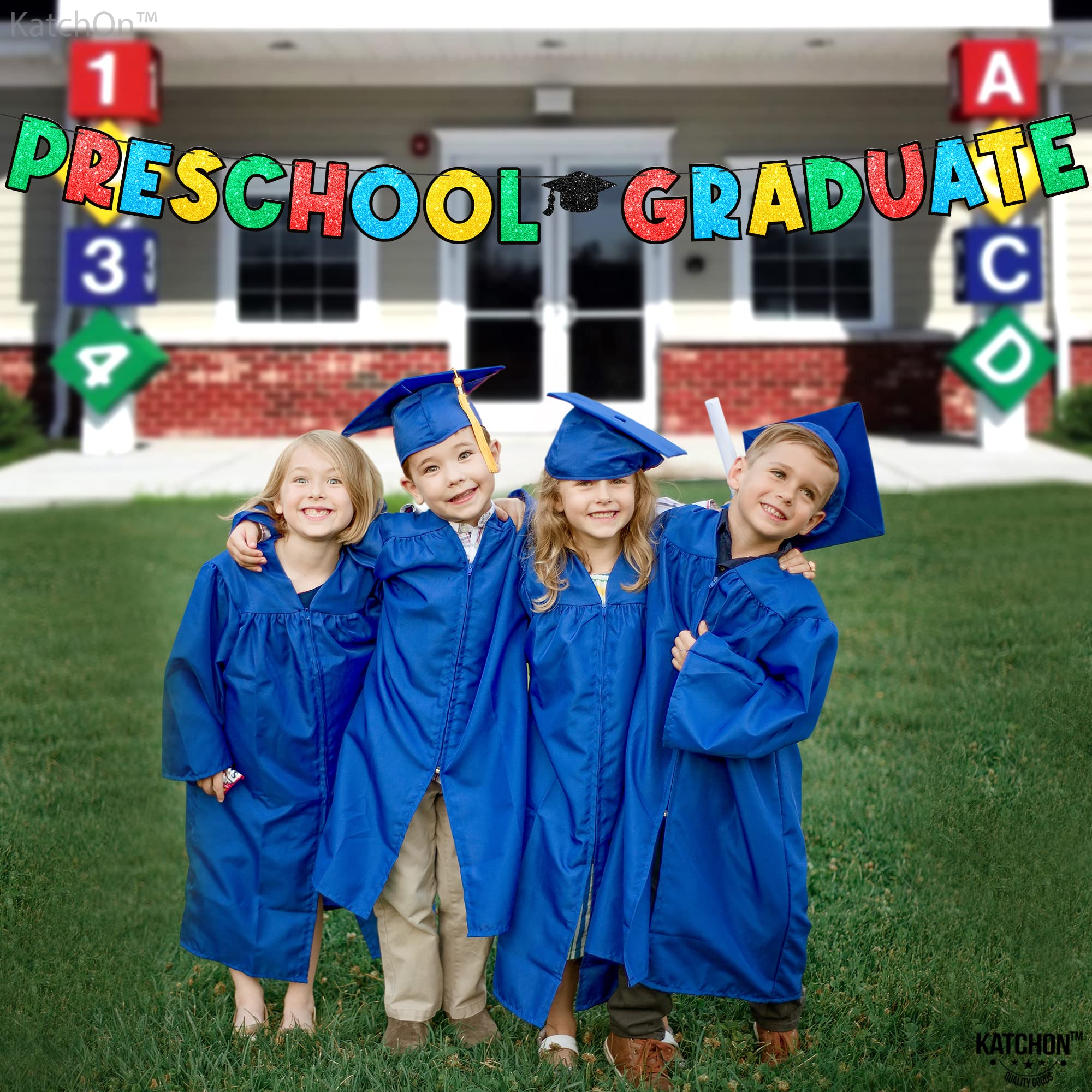 KatchOn 10ft Glitter Preschool Graduation Banner - Class of 2024 Ready-to-Use Decor for VPK & PreK Graduation Ceremonies | Perfect for Classroom Decorations, Party Backdrops & Photo Booths