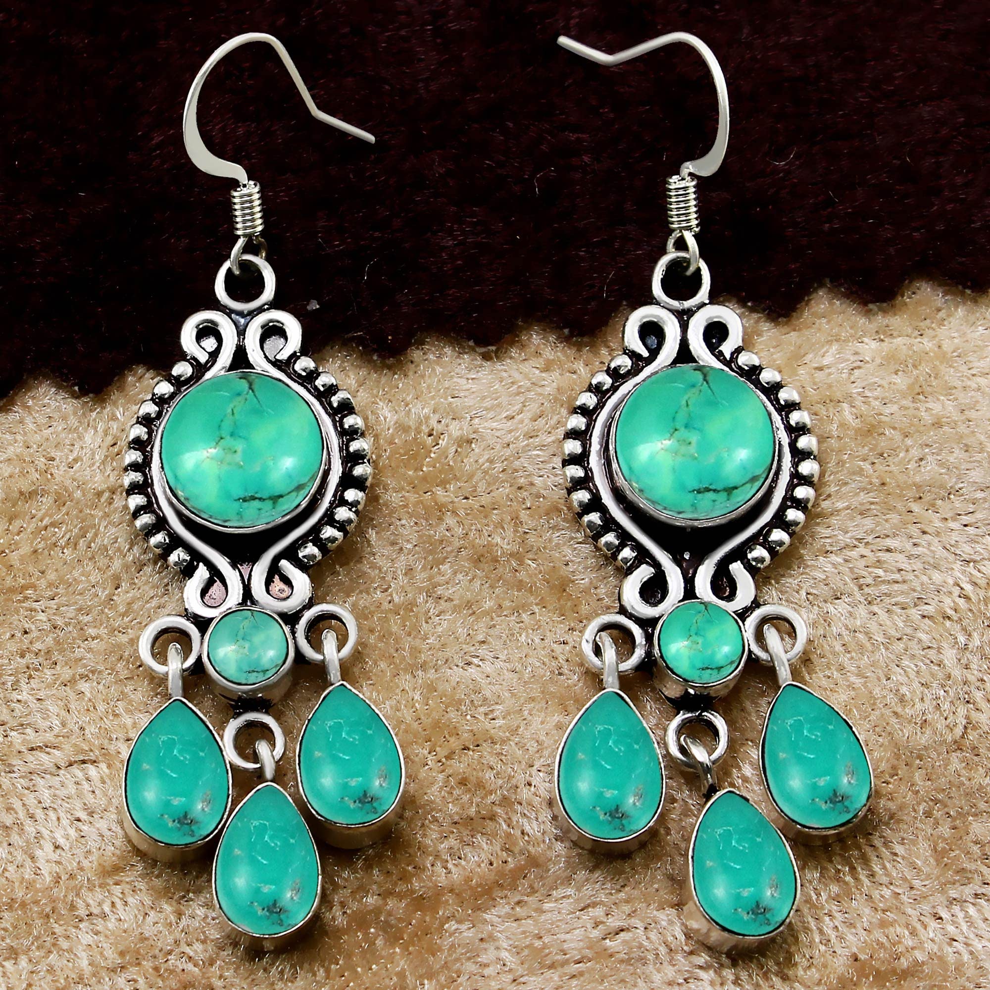 13.65ct Natural Round Gemstone Earrings - Boho Dangle Jewelry for Women | Birthday Gifts for Her