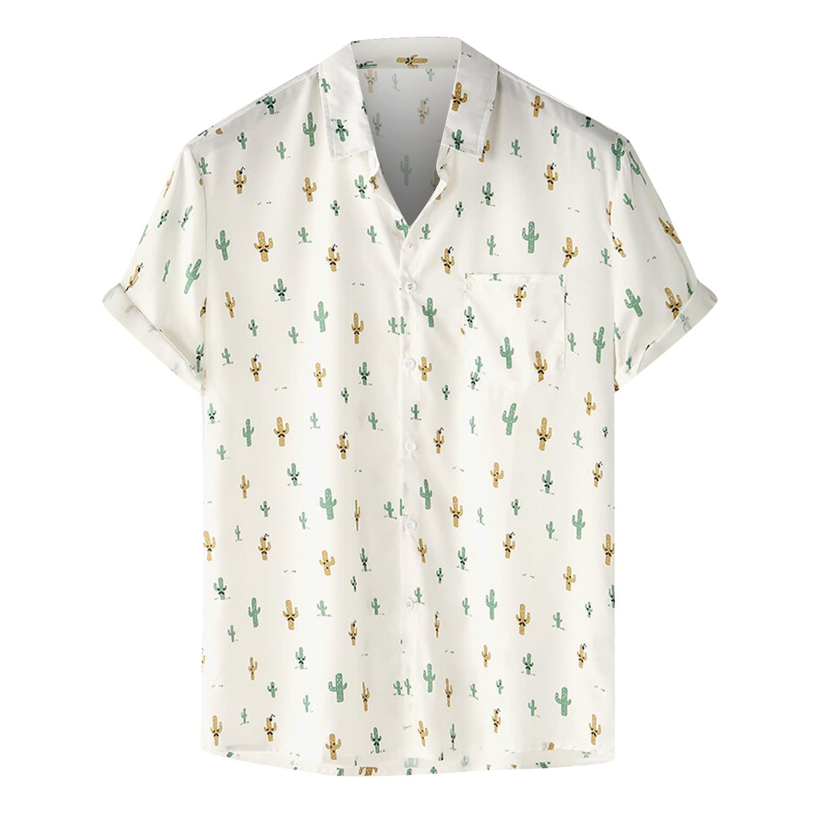Men's Hawaiian Shirt - Summer Print Short Sleeve Button Down Aloha Shirt - Casual Regular Fit Beach Shirt for Vacation, Luau Party & Tropical Getaways