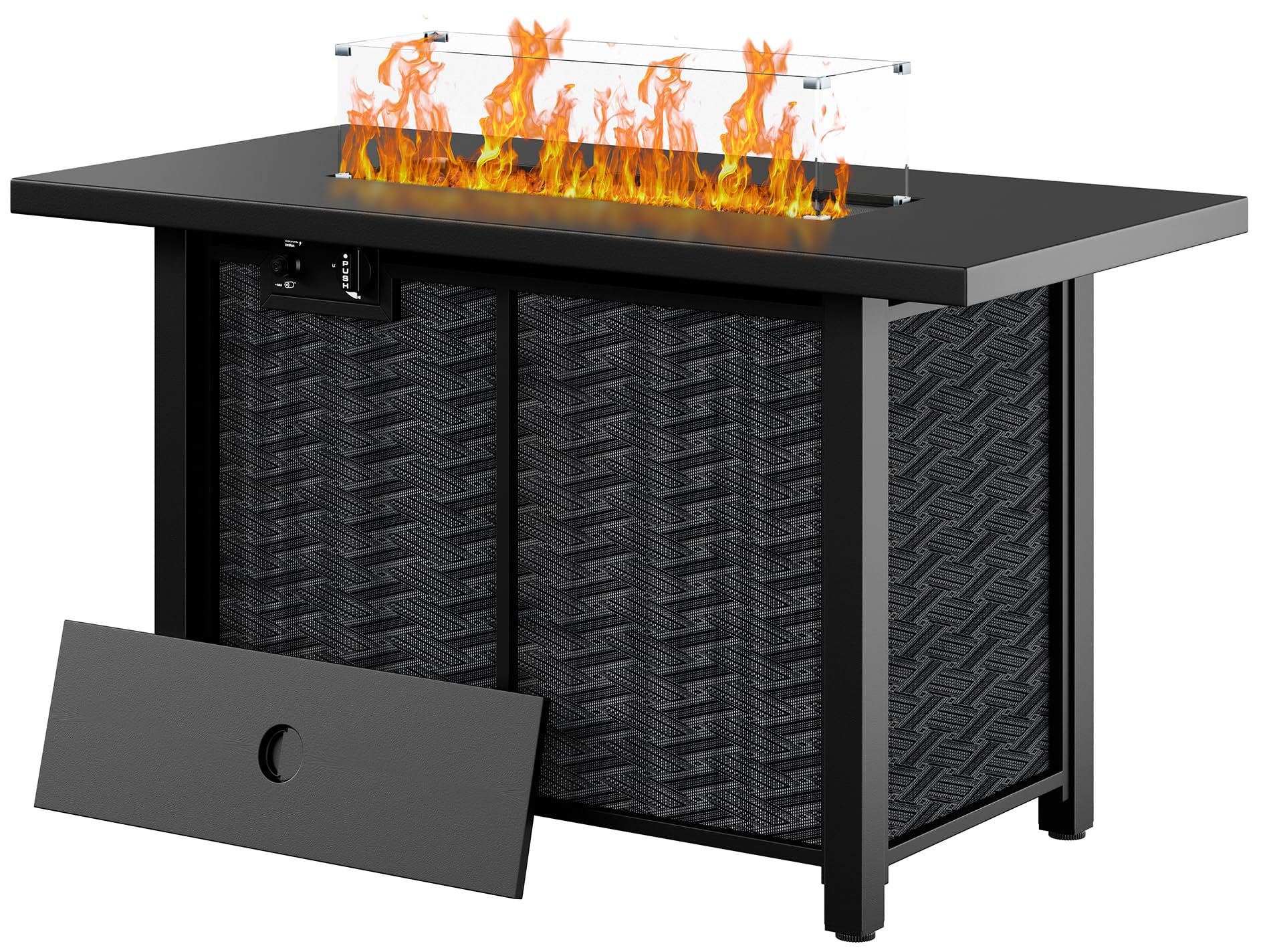 JAMFLY 43 Inch Outdoor Propane Fire Pit Table with Lava Rocks - 50,000 BTU Gas Fire Table with Lid - 2-in-1 Firepit for Patio, Backyard, Garden - Perfect for Outdoor Gatherings & Relaxation