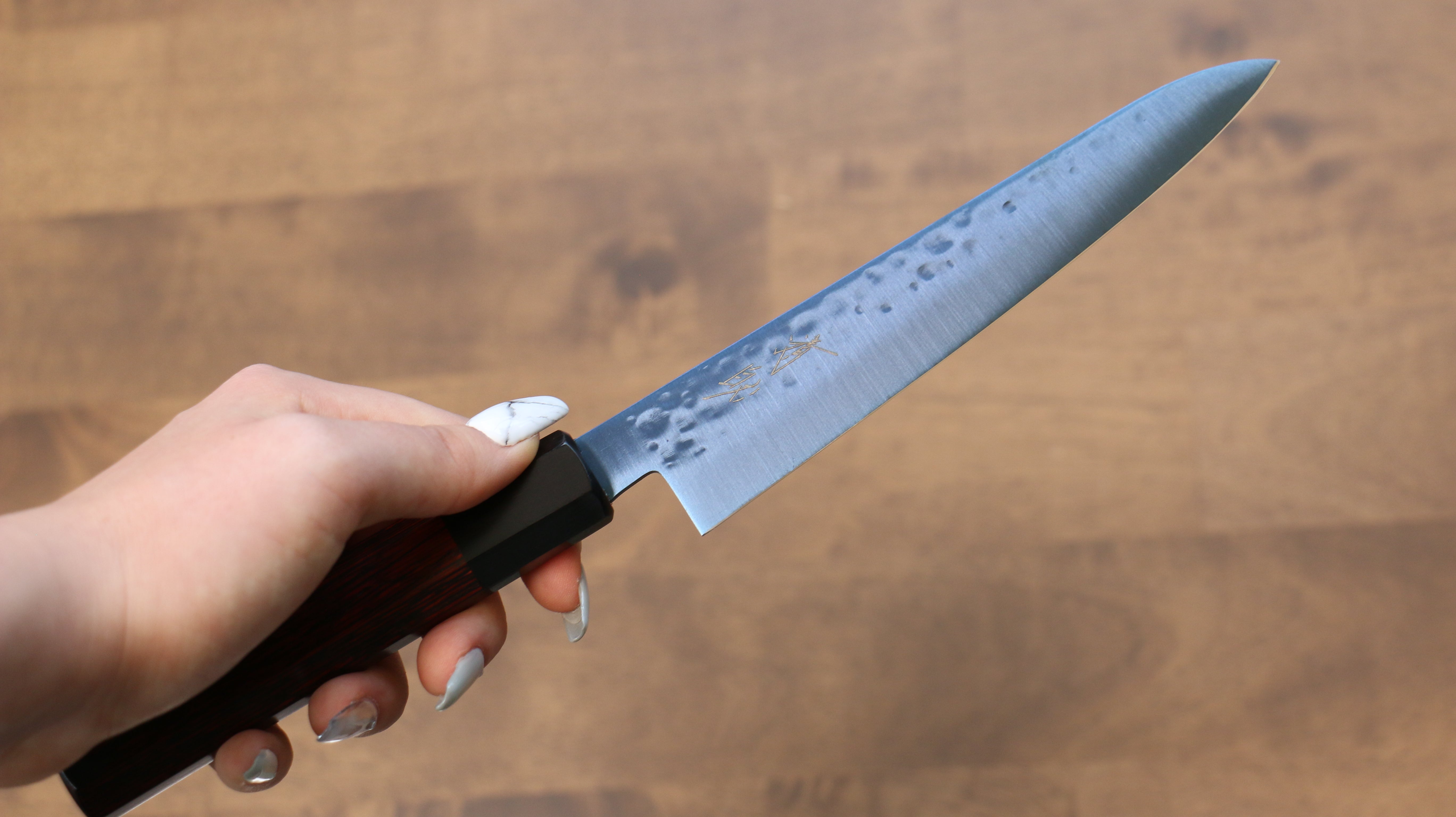 Seisuke SK 85 150mm Hammered Petty Utility Knife - Red Pakkawood Handle with Ion Plating - Perfect for Slicing, Dicing & Precision Kitchen Tasks