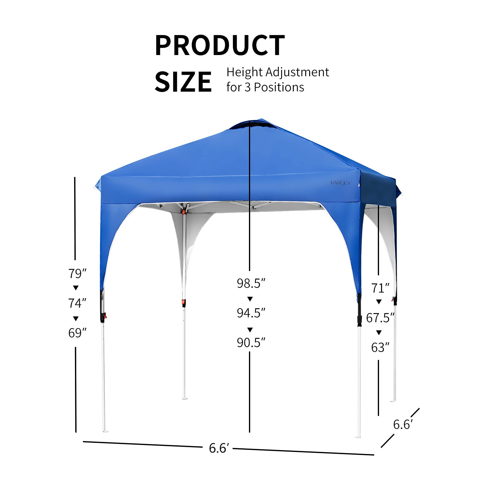 Tangkula 6.6x6.6 FT Outdoor Pop-Up Canopy Tent - Adjustable Height Commercial Instant Shelter with Carry Bag & 4 Weight Bags - Waterproof Sun Shade for Camping, Beach, Picnic, Backyard Parties (Blue)