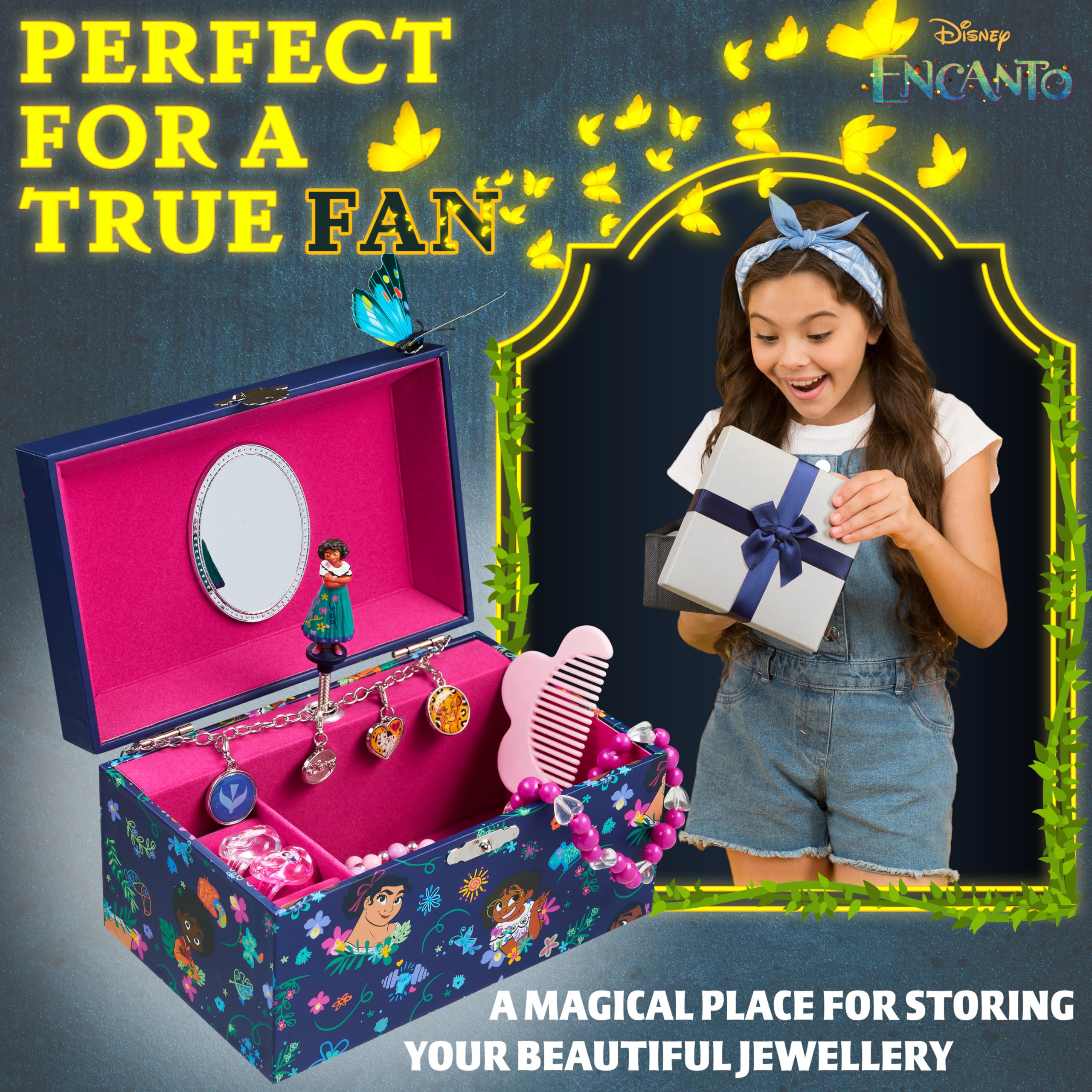 Disney Encanto Musical Jewelry Box for Girls - Frozen, Ariel The Little Mermaid, Mirabel (Multicolor Encanto) - Perfect Gift for Birthday, Christmas & Disney Princess Fans