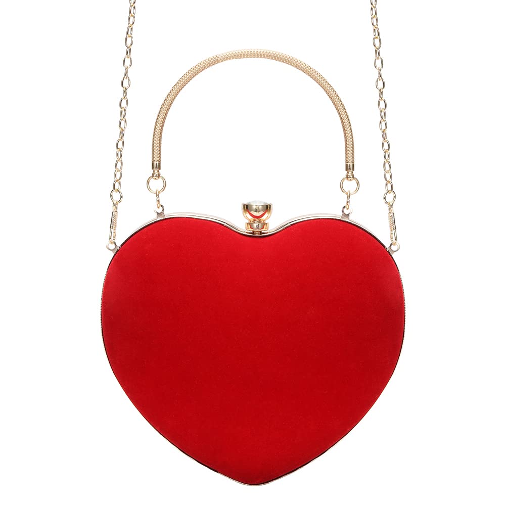 JIAJIA FB35 Women's Velvet Heart Envelope Clutch Purse - Crossbody Shoulder Bag for Evening Parties, Date Night & Special Occasions