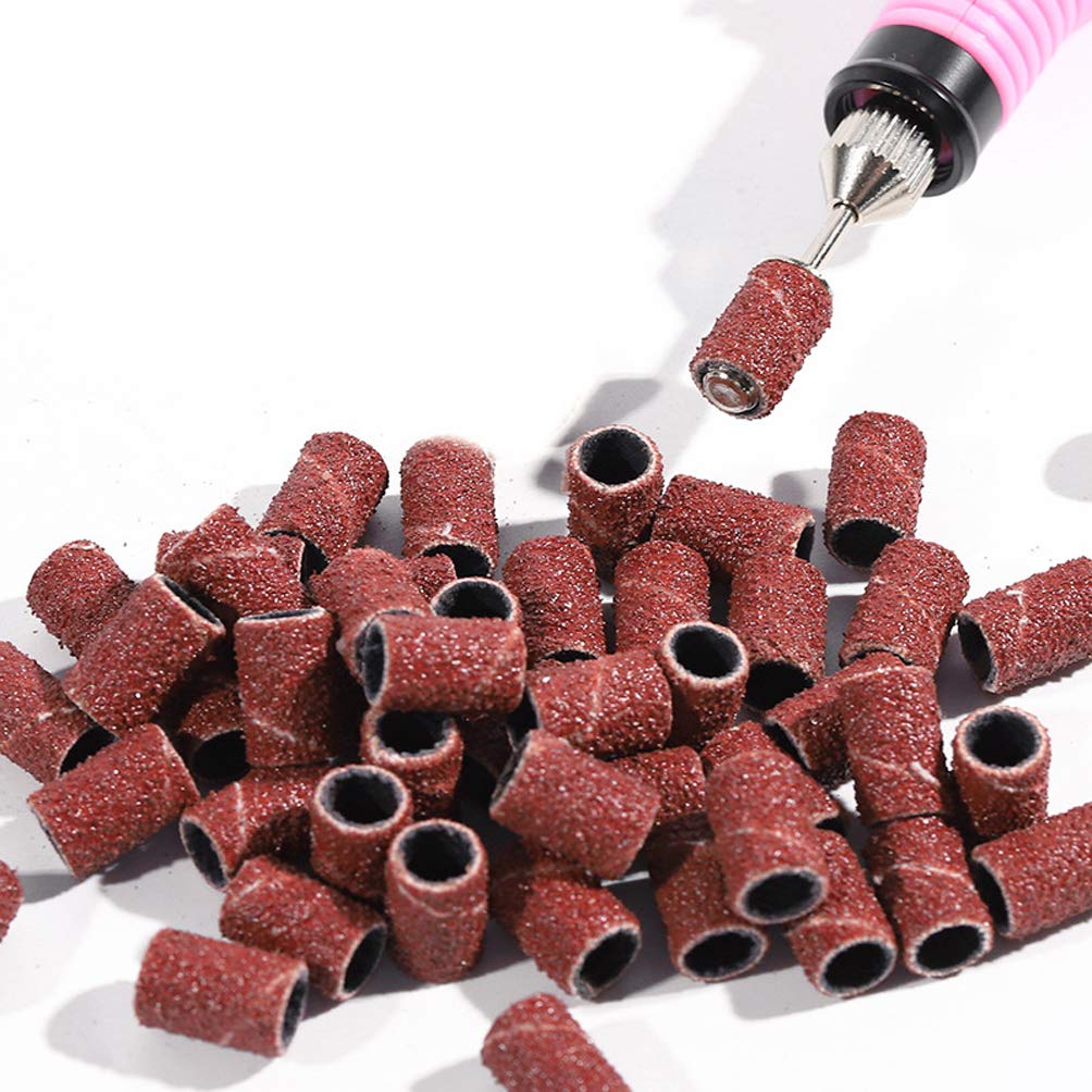 100 Pcs 80# Nail Sanding Bands - Professional Nail Drill Bits & File Refills for Manicure Pedicure Tools - Perfect for Salon, Home Nail Care & DIY Gel Polish Application