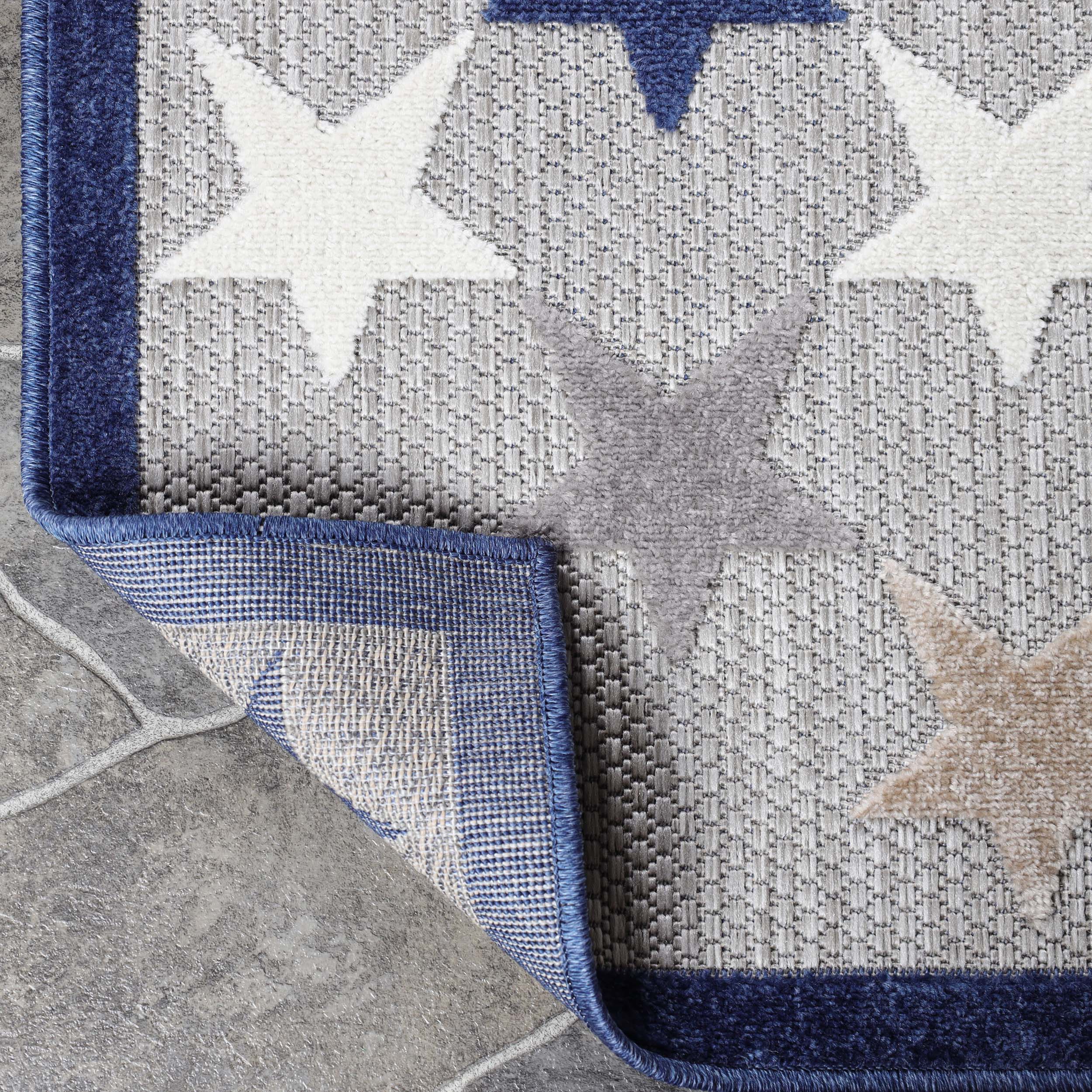 Juniper Modern Stars Area Rug - Soft Indoor/Outdoor Carpet for Living Room, Bedroom, Patio - Non-Slip Decorative Floor Mat for Home & Office