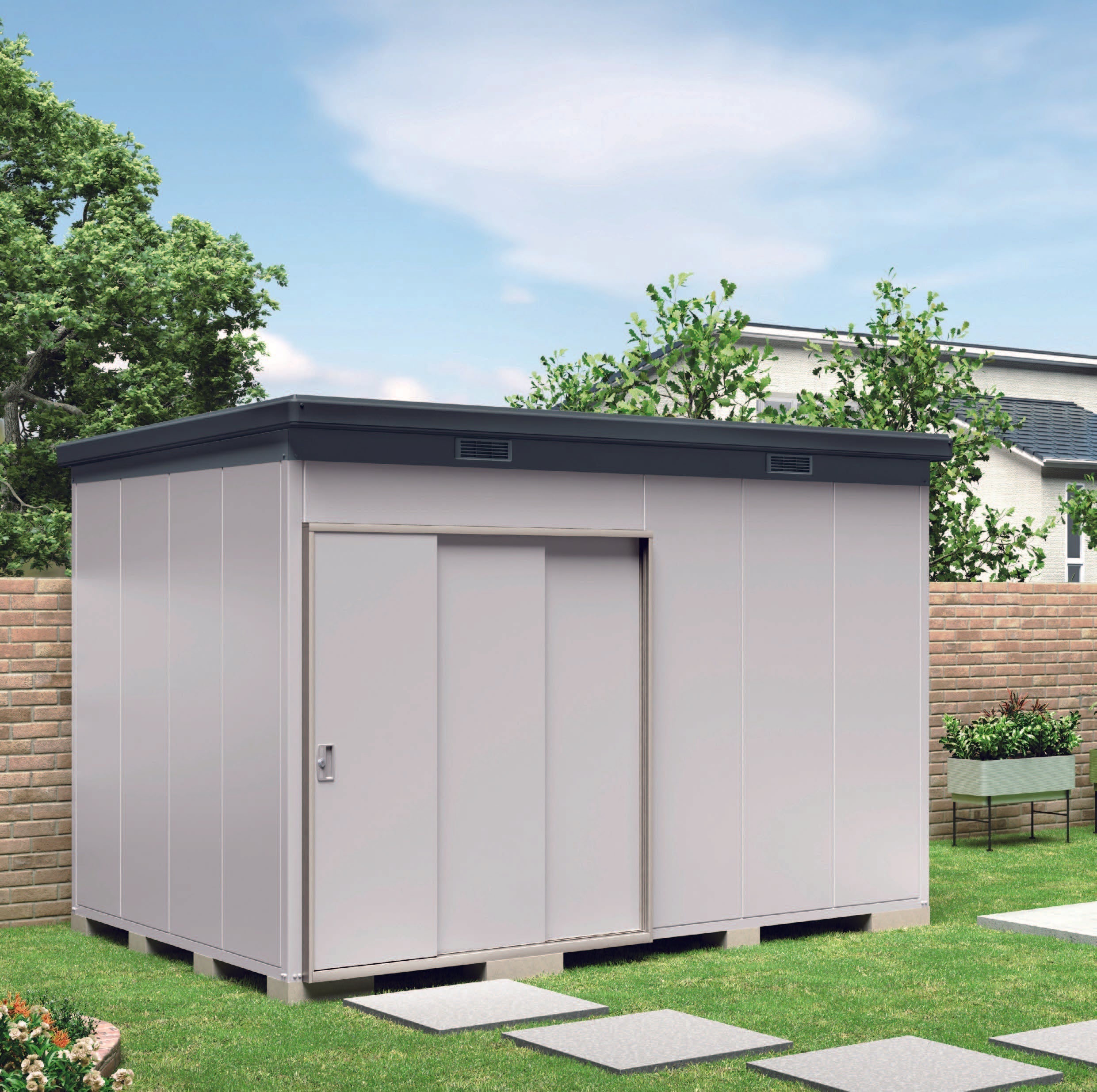 Pre-Order Inaba Outdoor Storage House SMK 47MN (W2570xD1530xH2270/2440mm) - Durable Weatherproof Garden Shed for Patio, Backyard & Lawn Equipment Storage