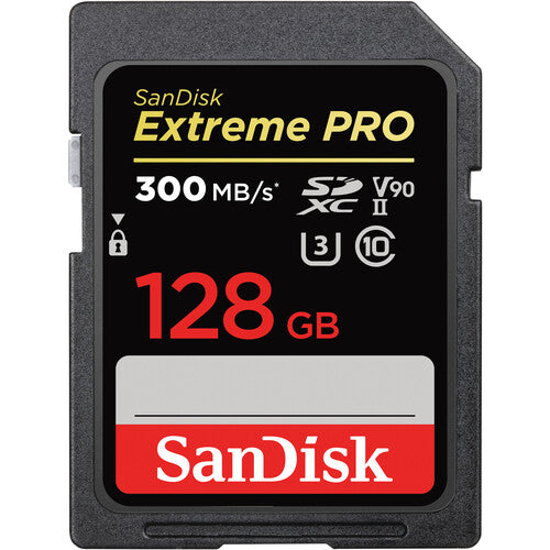 SanDisk Extreme PRO SDXC UHS-II Memory Card - 128GB, 300MB/s, V90, 4K UHD Video - Perfect for DSLR Cameras, Drones, and Professional Photography