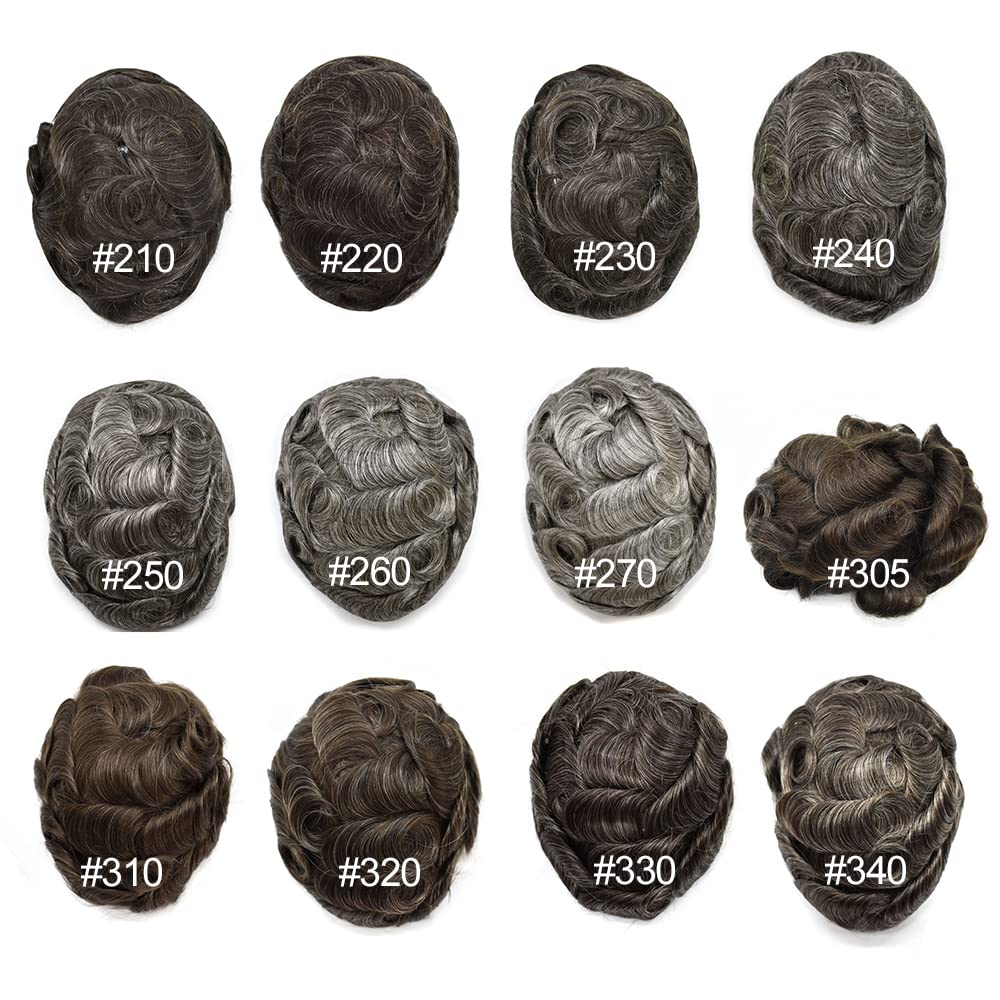 Premium European Remy Human Hair Toupee for Men - Breathable French Lace Hairpiece with 7x9
