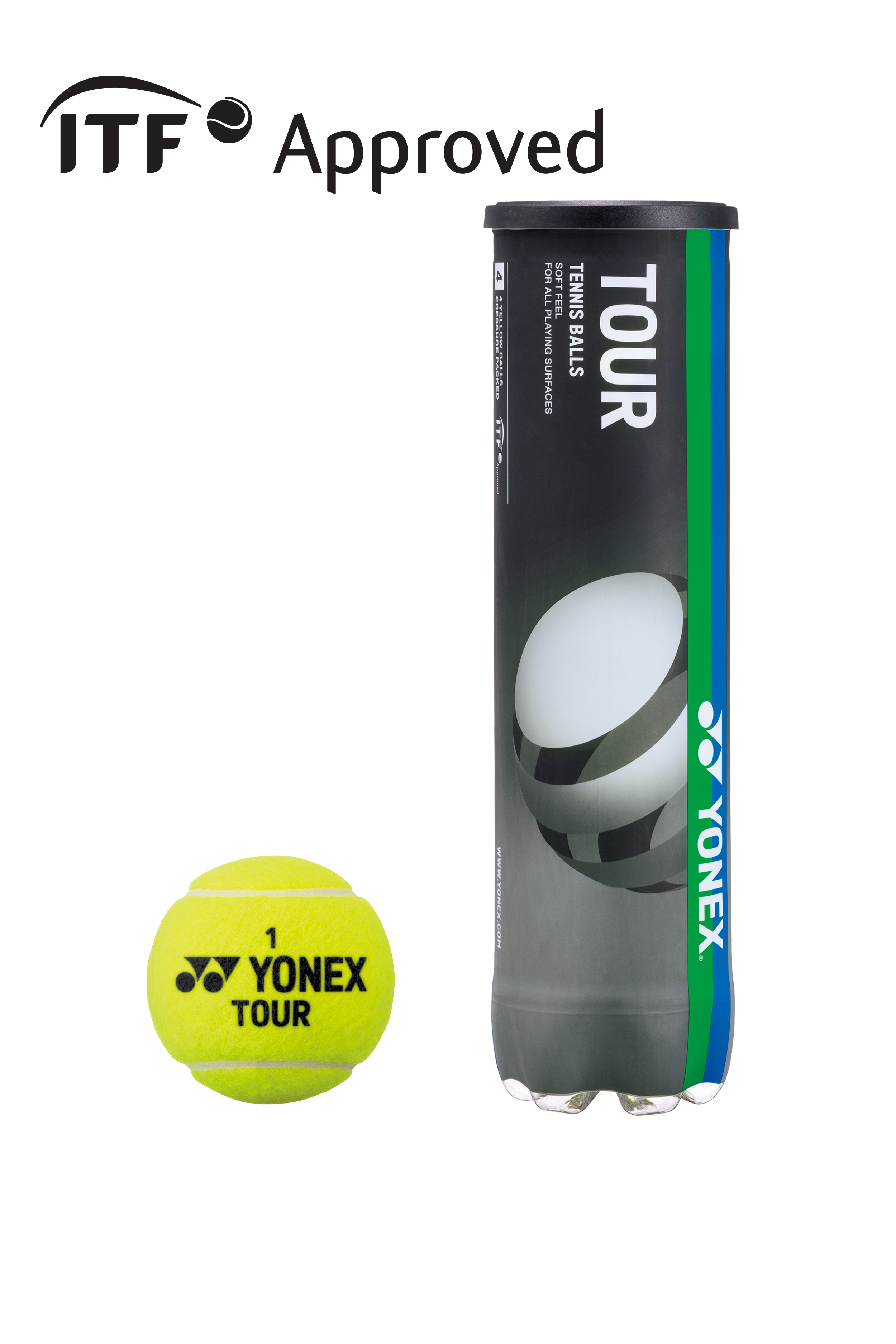 Yonex TB TR4NEX TOUR Tennis Balls - Premium Tournament & Practice Tennis Balls for Competitive Play & Training - Ideal for Tennis Courts, Clubs, and Professional Matches