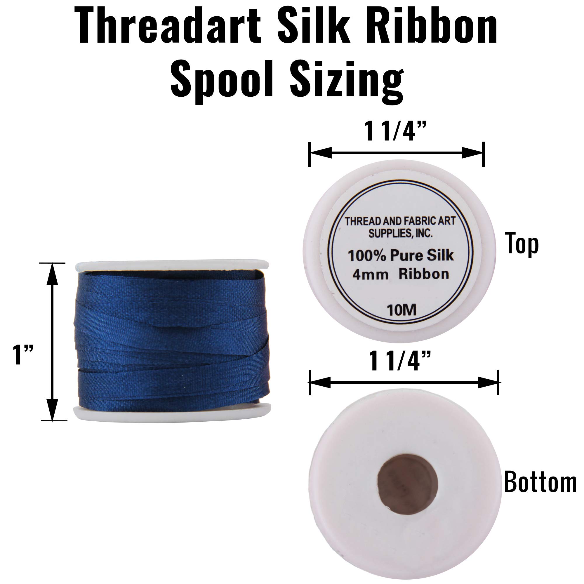 Threadart 2mm Silk Ribbon Set - 4 Spools (Red & Pink Shades) - 100% Pure Silk Ribbon - 10m (11yd) per Spool - Total 44 Yards - Perfect for Gift Wrapping, Scrapbooking & DIY Crafts