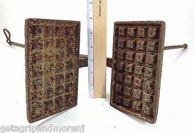 Premium Forged Iron Long Handle Waffle Maker with Secure Lock - Perfect for Camping, Outdoor Cooking & Rustic Kitchen Decor