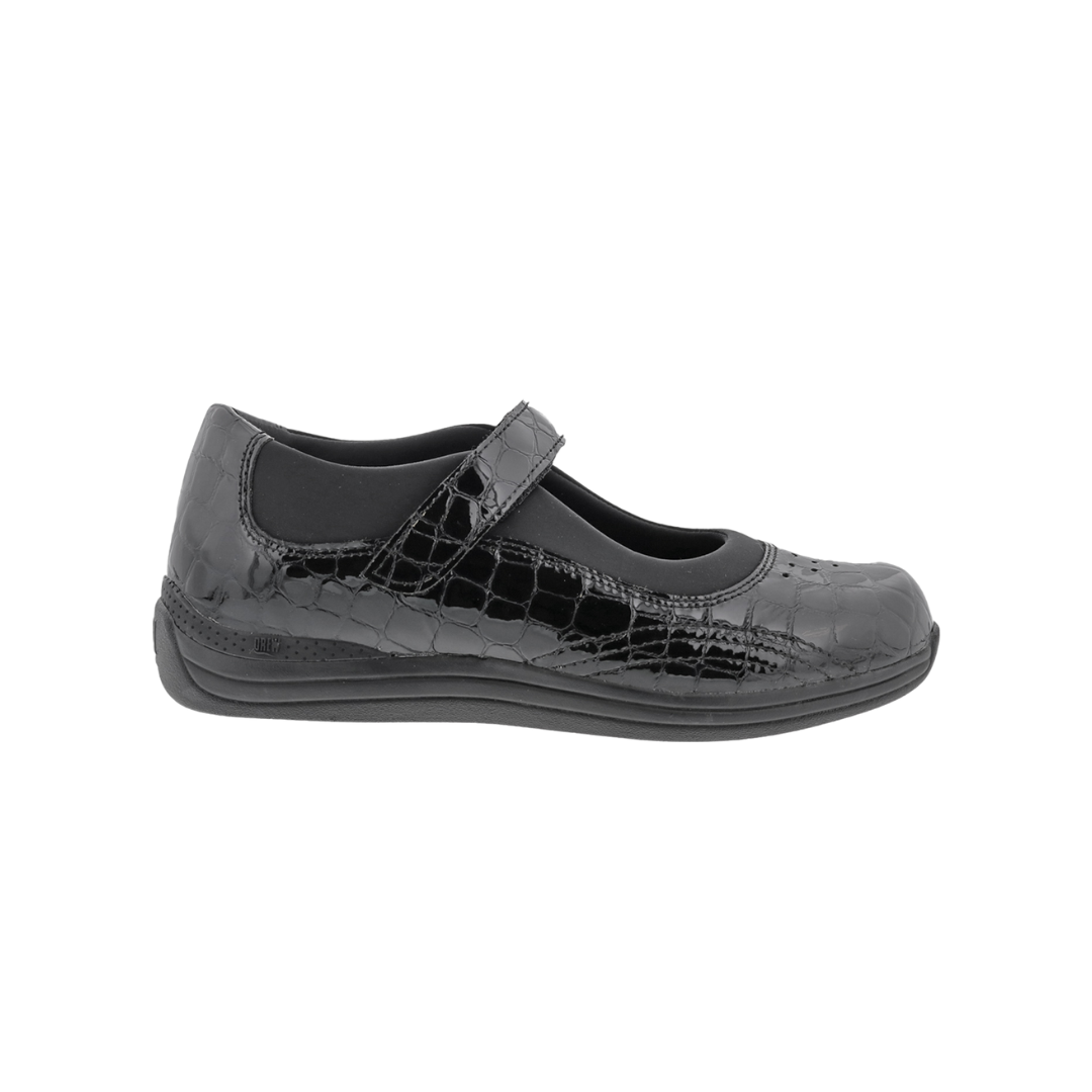 Women's Rose Black Croc Comfortable Slip-On Shoes - Regular Width for Casual Wear, Walking & Outdoor Activities