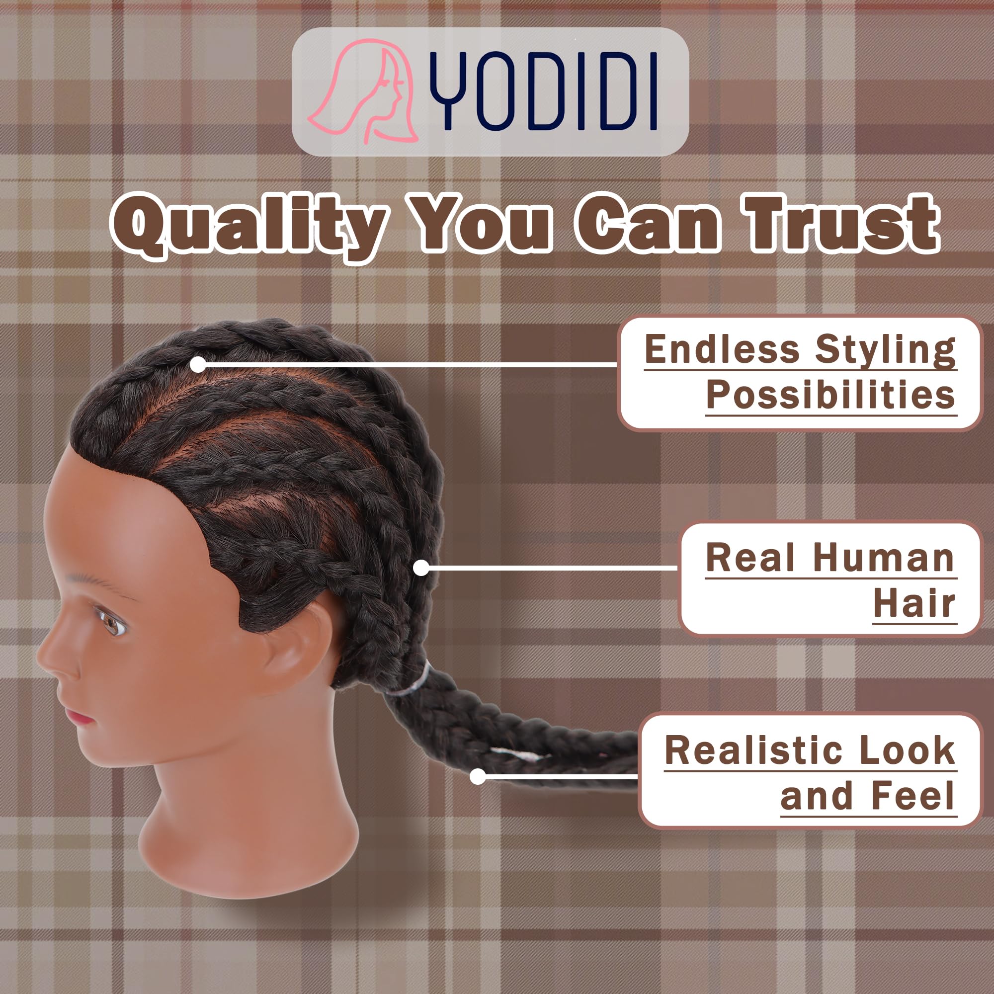 Professional 16 Inch Mannequin Head with 100% Human Hair for Cosmetology Practice - Hairstyling Training Doll with Table Clamp Stand & Tools - Perfect for Braiding, Cutting & Styling Practice in Salons & Beauty Schools