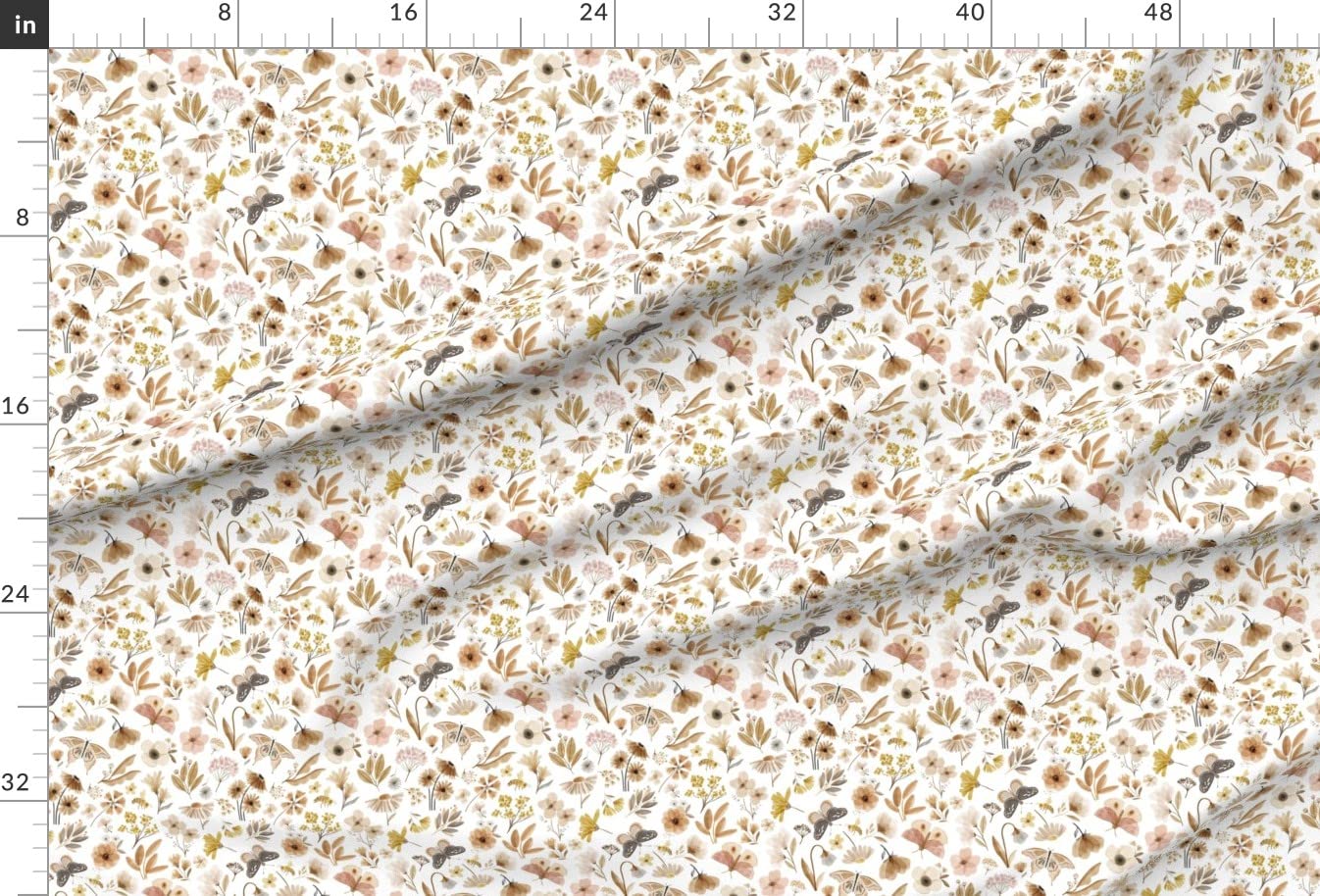 Premium Spoonflower Upholstery Velvet Fabric - Floral Garden with Butterflies & Bees Print for Home Decor, Apparel & DIY Projects | Fat Quarter, Spring Nature Design | Perfect for Curtains, Pillows & Clothing