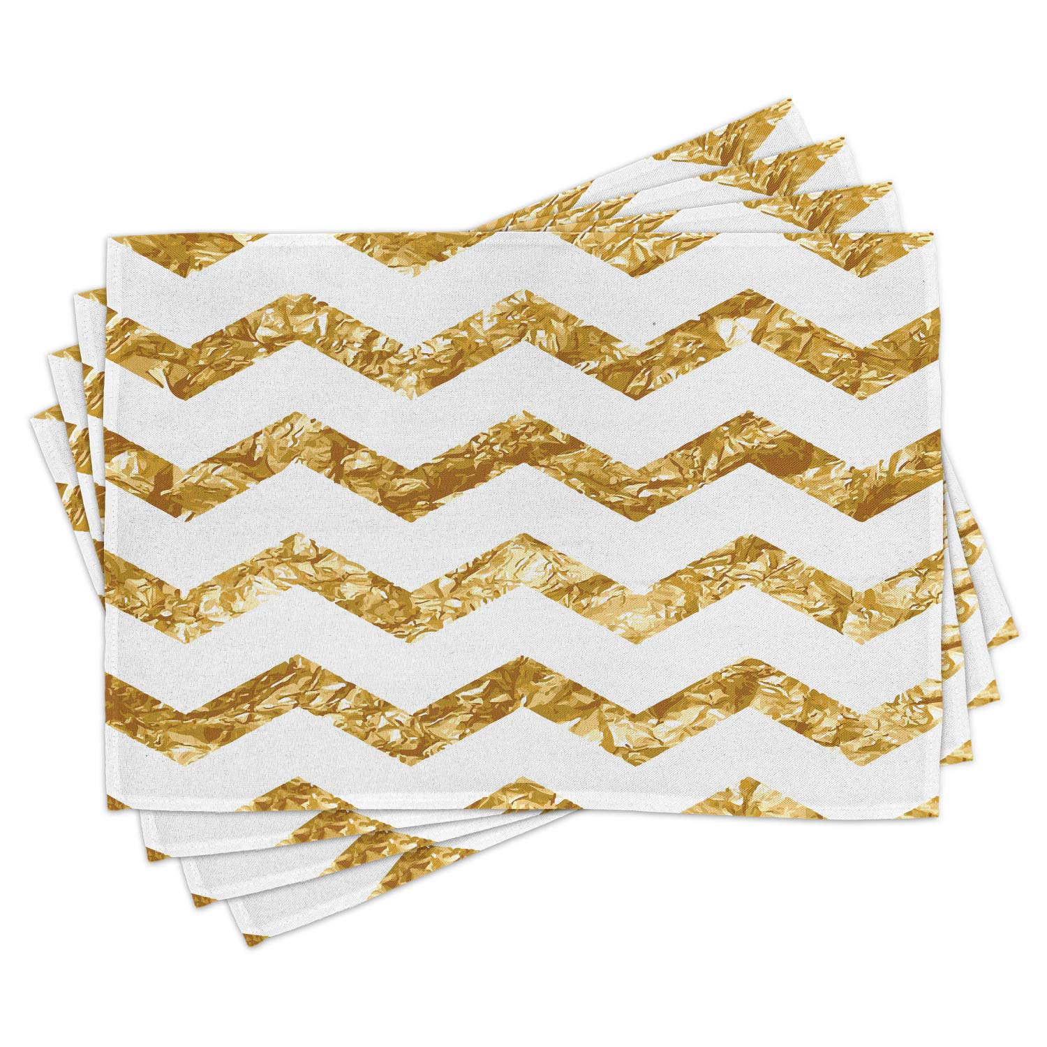 Ambesonne Abstract Place Mats Set of 4 - Modern Chevron Pattern Washable Fabric Placemats for Dining Table & Kitchen Decor in Pale Coffee White | Perfect for Dinner Parties, Holiday Gatherings & Everyday Use