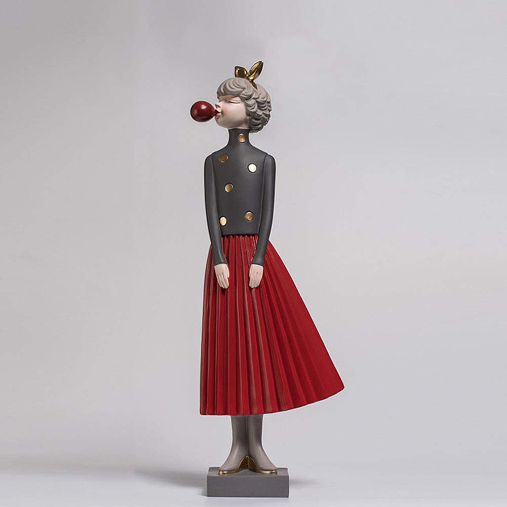 Blowing Bubbles Girl Resin Statue - Elegant Home Decor Sculpture for Living Room, Bedroom & Office - Cute Art Figure for Modern Interior Design