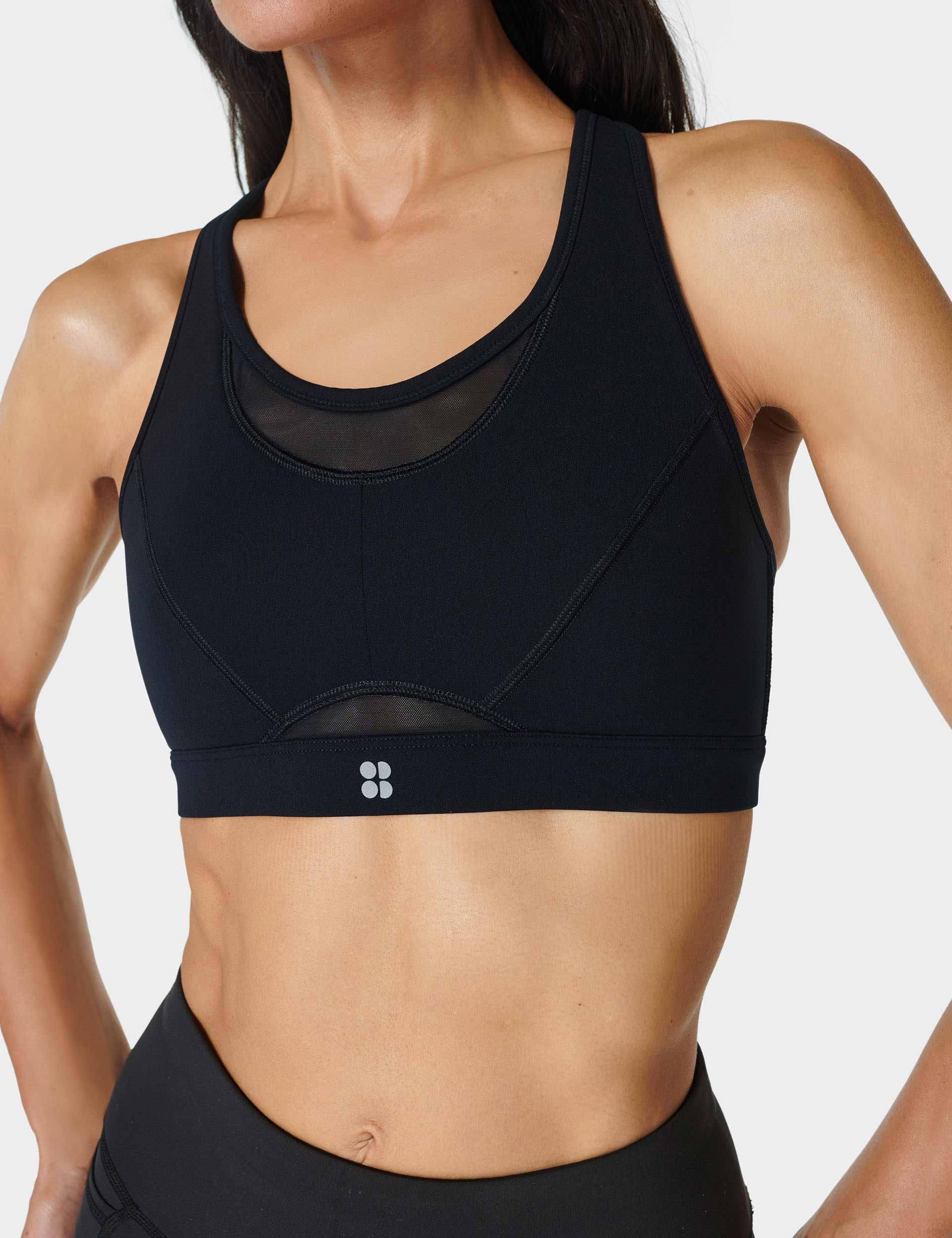 Power Icon Running Bra for Women - High Support Sports Bra - Moisture Wicking & Breathable - Perfect for Running, Gym & High-Intensity Workouts - Black