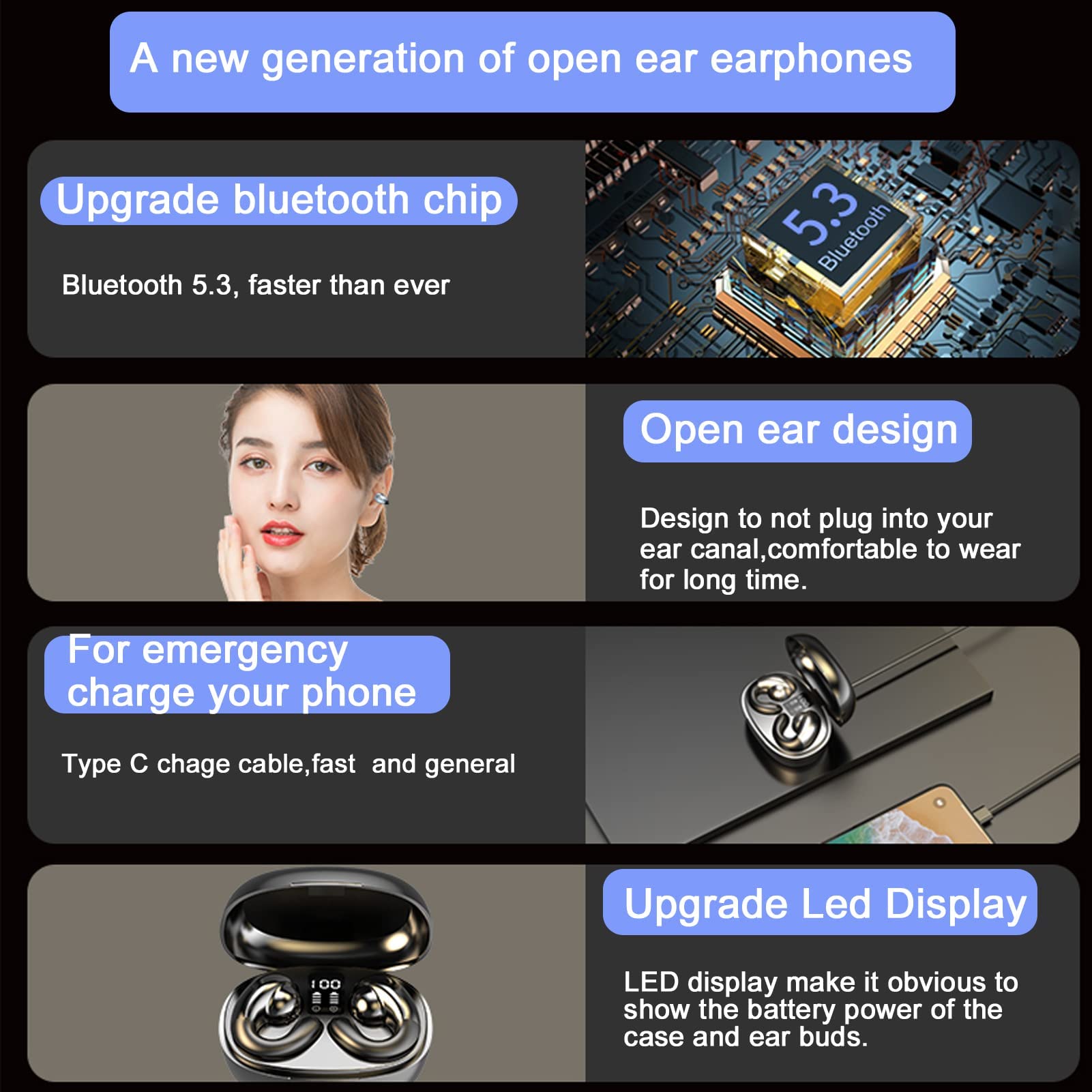 Premium Bone Conduction Wireless Earbuds with Touch Control - Bluetooth 5.3 Open-Ear Headphones, IPX5 Waterproof, Noise Canceling, Secure Earhooks for Cycling, Running, Driving & Workouts - Ideal for Sports & Active Lifestyle