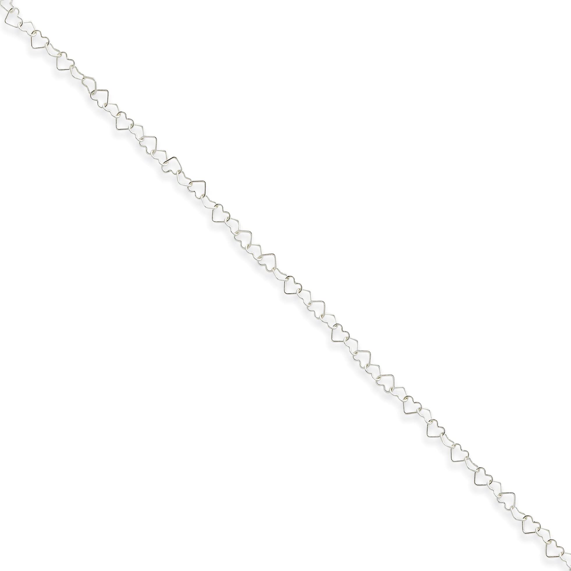 Sterling Silver Heart Link Anklet Bracelet - 10 Inch Adjustable Ankle Chain for Women - Perfect for Beach, Summer Outfits & Romantic Dates