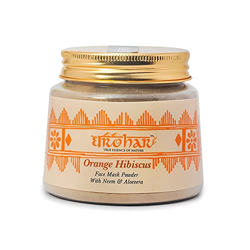 DHAROHAR Orange Hibiscus Face Mask Powder with Neem and Aloe Vera - 100g Natural Skin Brightening Treatment for Glowing Complexion | DIY Facial Care for Acne, Dark Spots & Anti-Aging